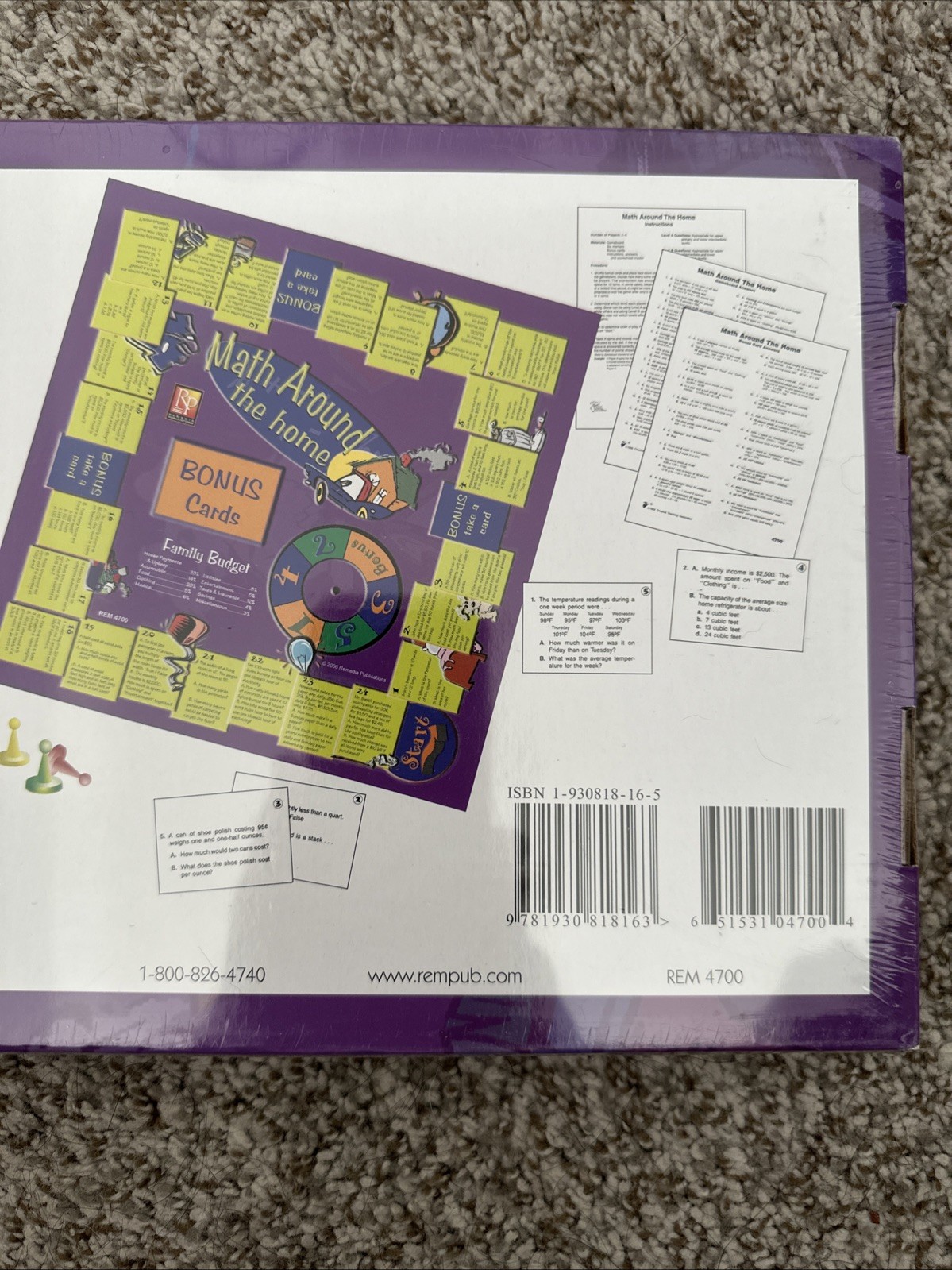 Math Around The Home Learning Game For Grades 3 to 8 and 2-6 Players NEW SEALED
