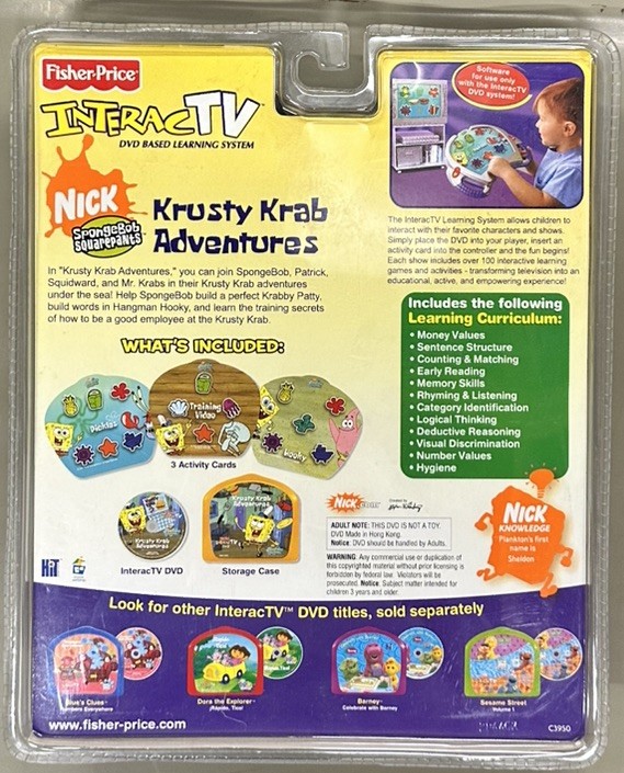 Fisher Price – InteracTV DVD Learning System – Krusty Krab Adventures – New/Seal