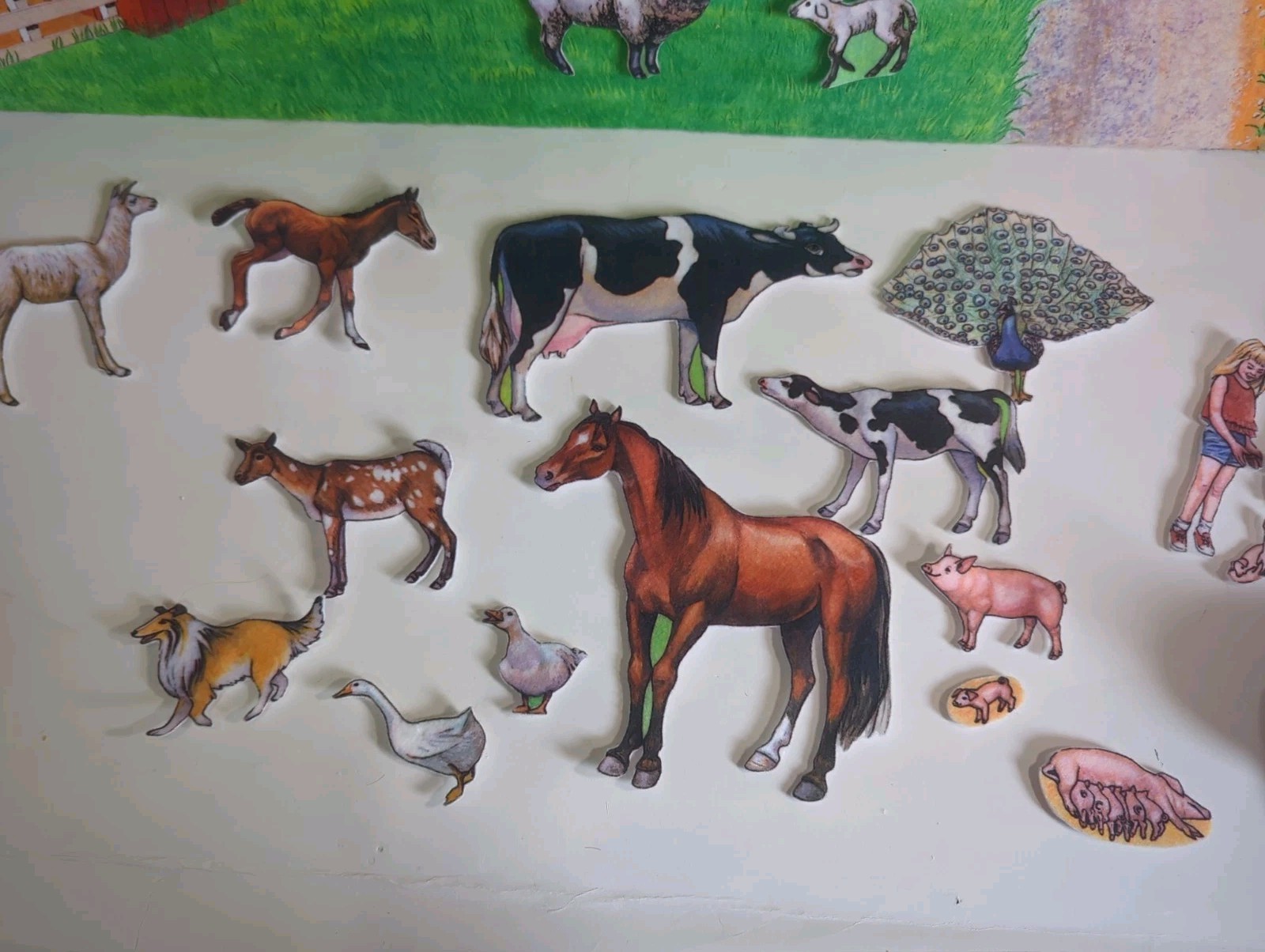 Felt Farm Animal Story Set Large 31″ X 23″ W/ 42 Animals, Buildings, Farmers Etc