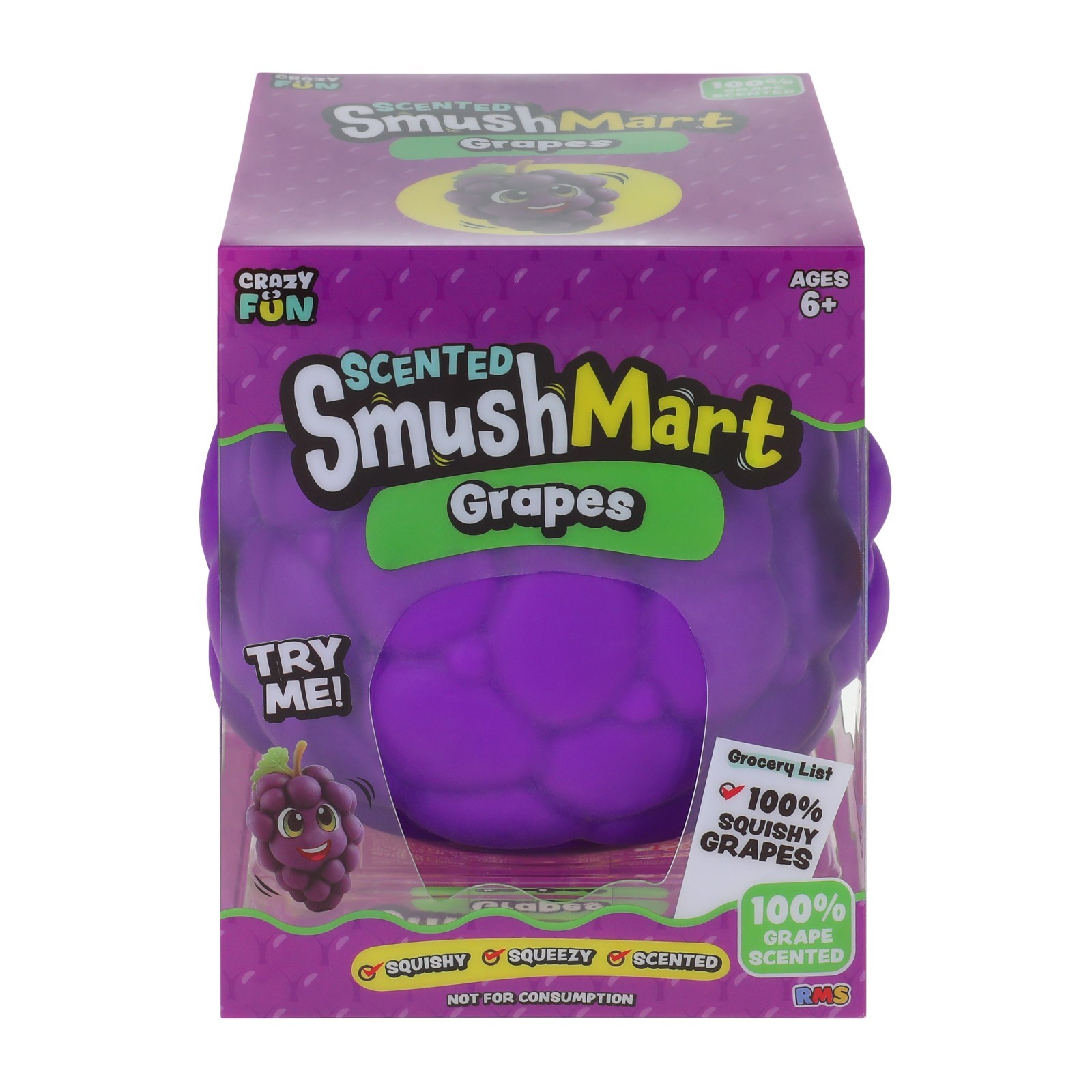 🍇 Smush Mart Scented Grapes JUMBO VIRAL SQUISHY 6” RMS USA Crazy Fun