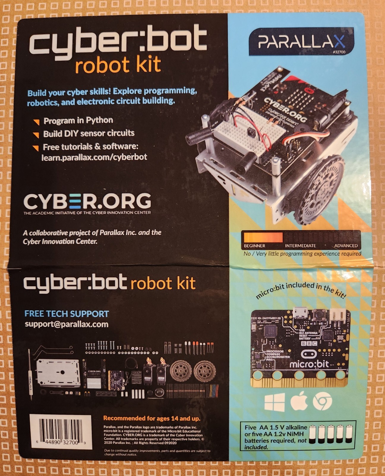 CYBER BOT Robot Kit 32700 NIB Python Micro Bit Parallax Inc Cyber Innovation NEW