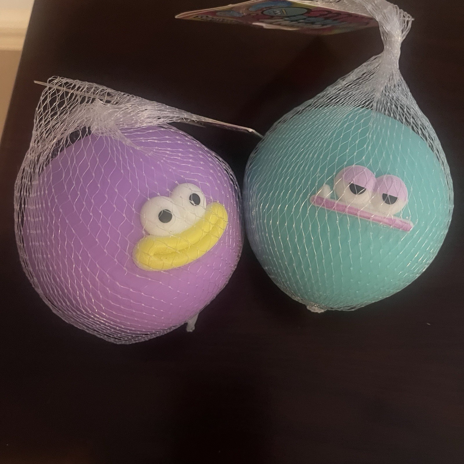 Orb Curiosities Funny Face Ball Squishy Toys Purple & Teal 2pc.