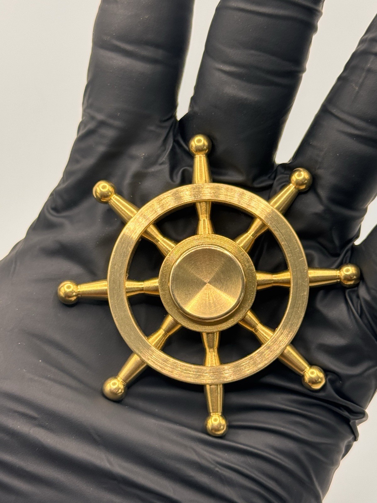 Captain Ship Wheel Brass Fidget Spinner All Metal Toy Adults Kids Boys Girls