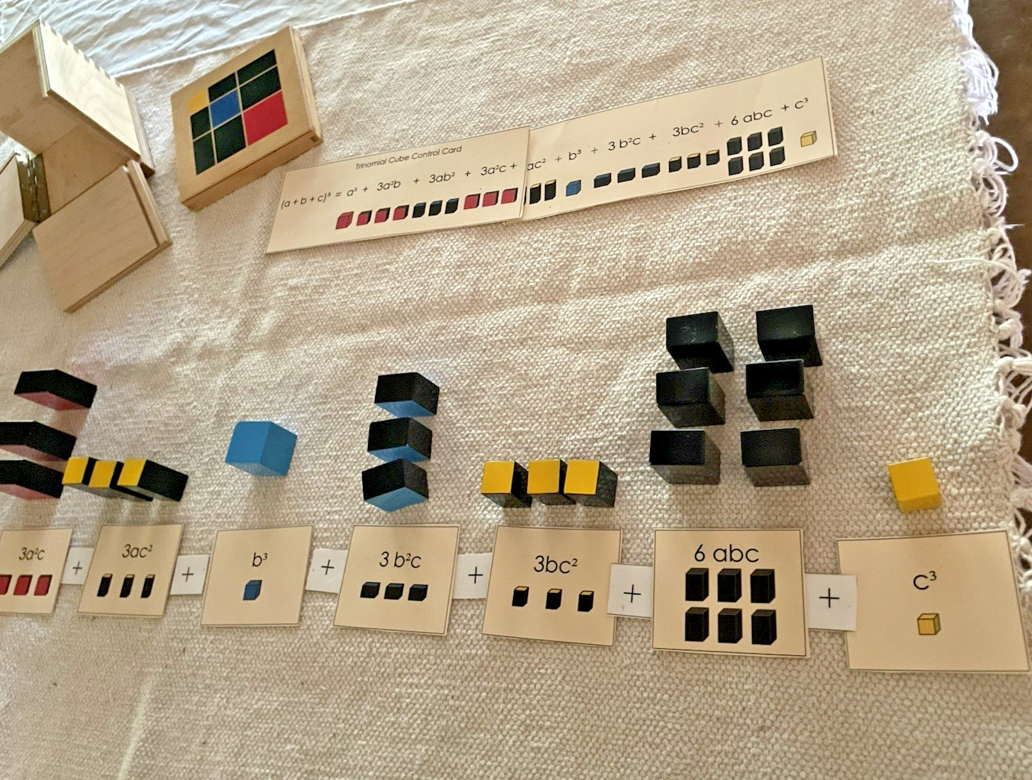 Montessori Trinomical Cube with Equation and Control Cards plus Work mat