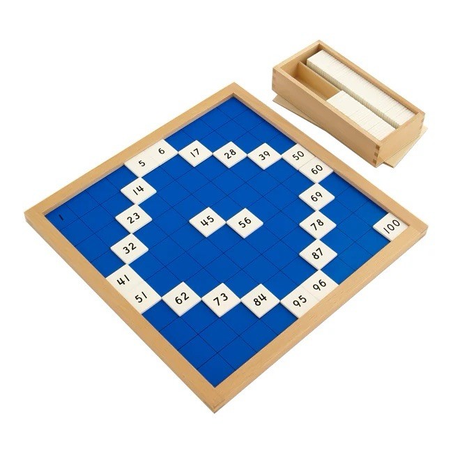 Montessori Hundred Board + Stamp Game Set Wooden Math Materials Complete EUC