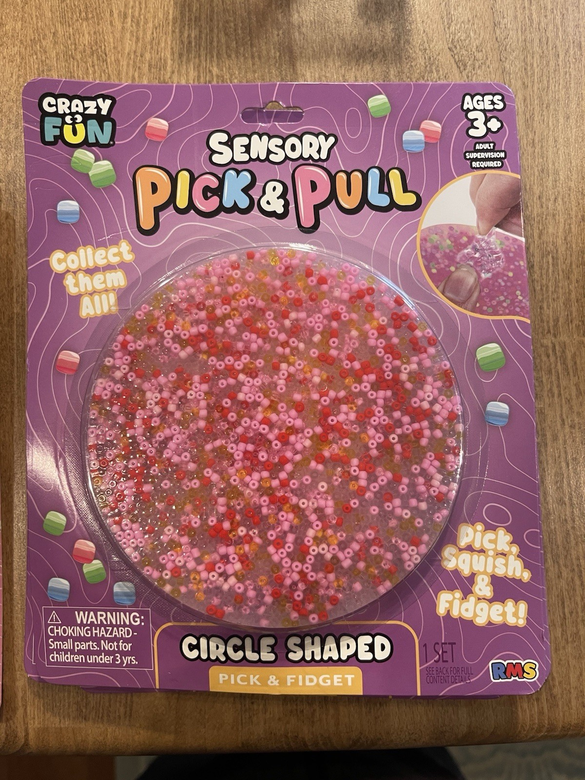 NEW Sensory Pick And Pull Circle Shaped, Pink fidget toy