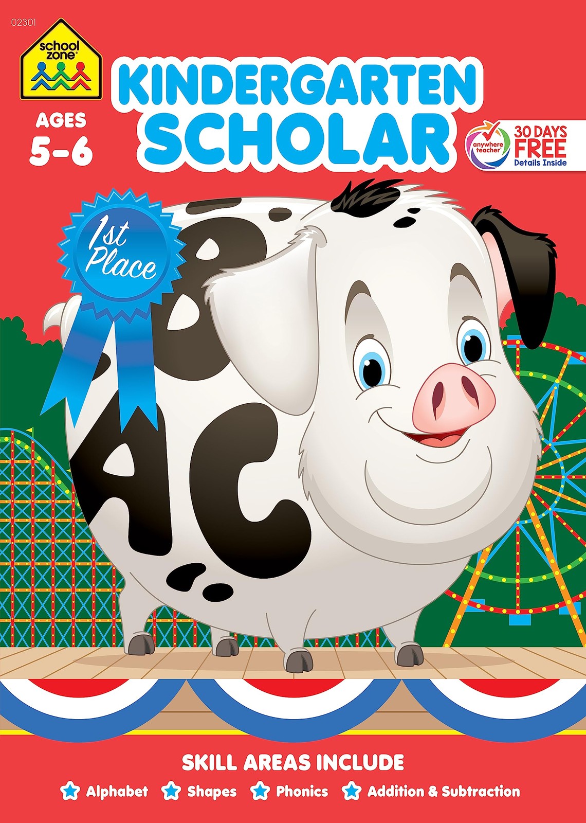 School Zone Kindergarten Scholar Workbook: 64 Pages, Alphabet, Phonics,…