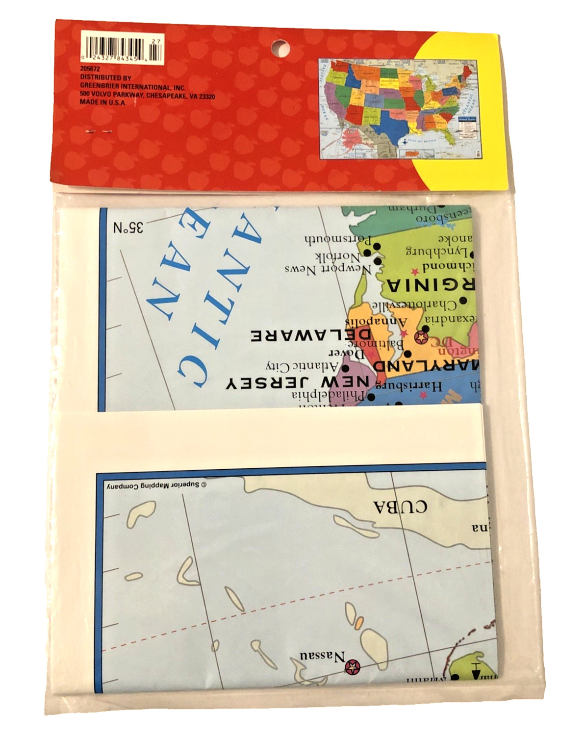 Teaching Tree United States Wall Map Poster With Gulf of Mexico 40×28 New Sealed