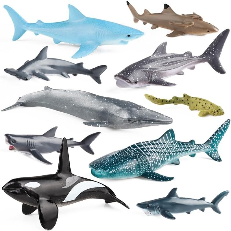 12Pcs Sea Animal Figures, Realistic Ocean Animal Toys Set with Whale Shark Octpu