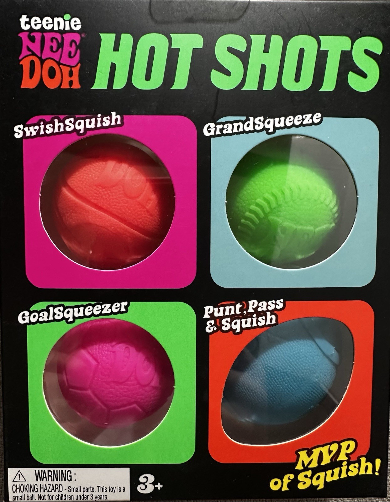 Nee Doh Teenie Hot Shots Squeeze Toy Set Multicolor SwishSquish MVP