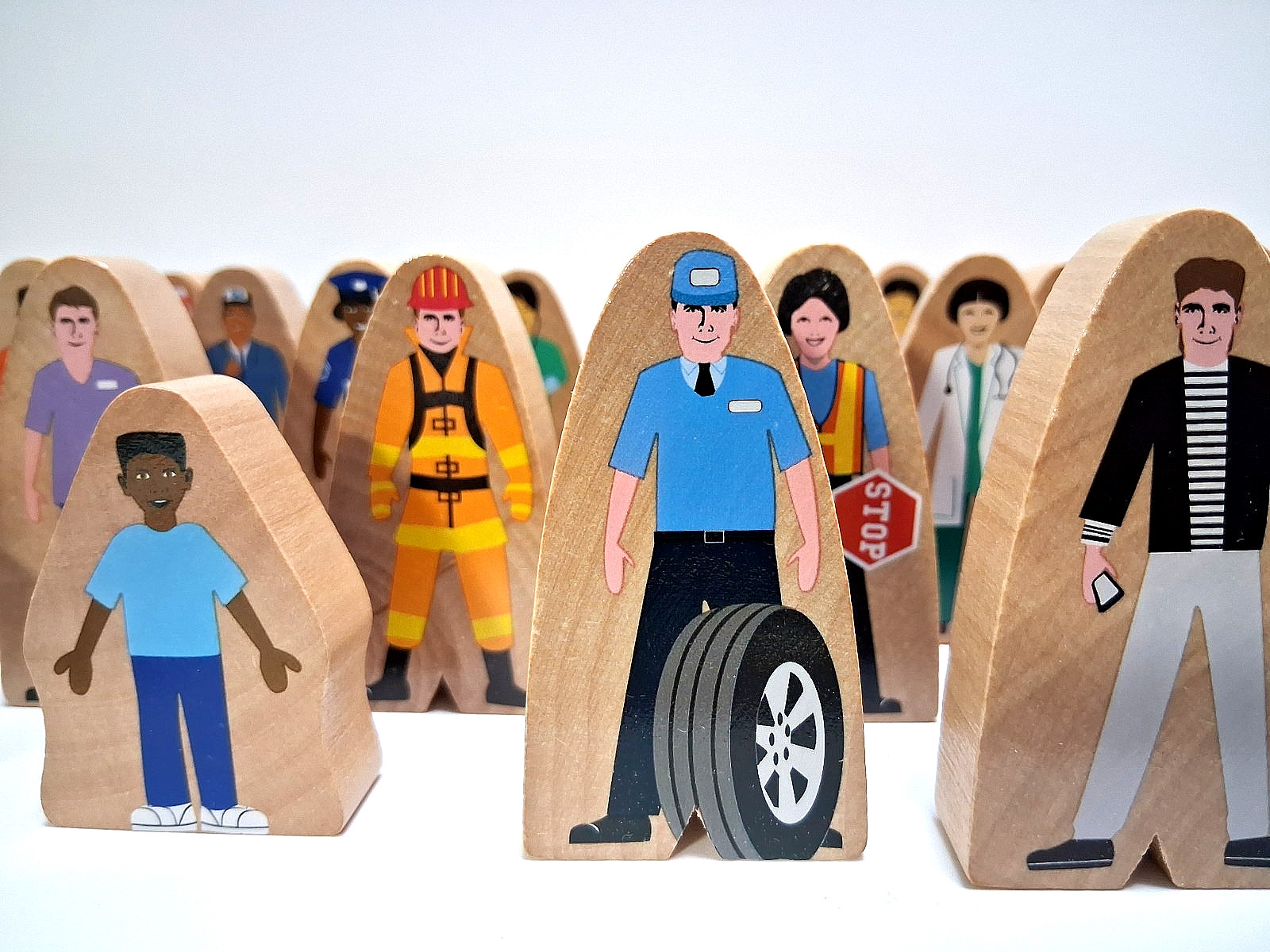 Constructive Playthings Community Helpers 25 Wood Pieces; 2″-2.5″ Tall