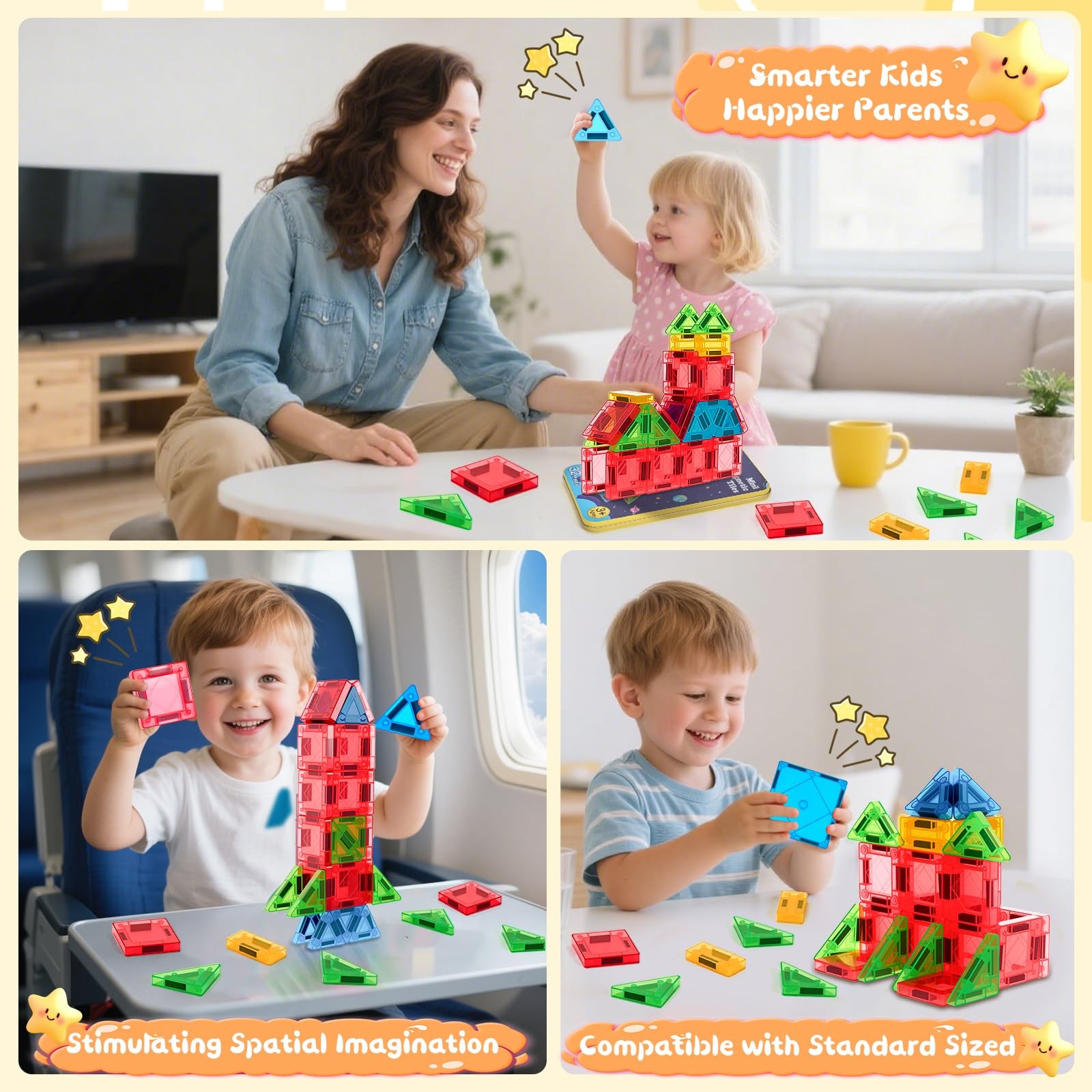 Magnetic Tiles Blocks Building Toy: Portable 32PCS, ‎multi-color