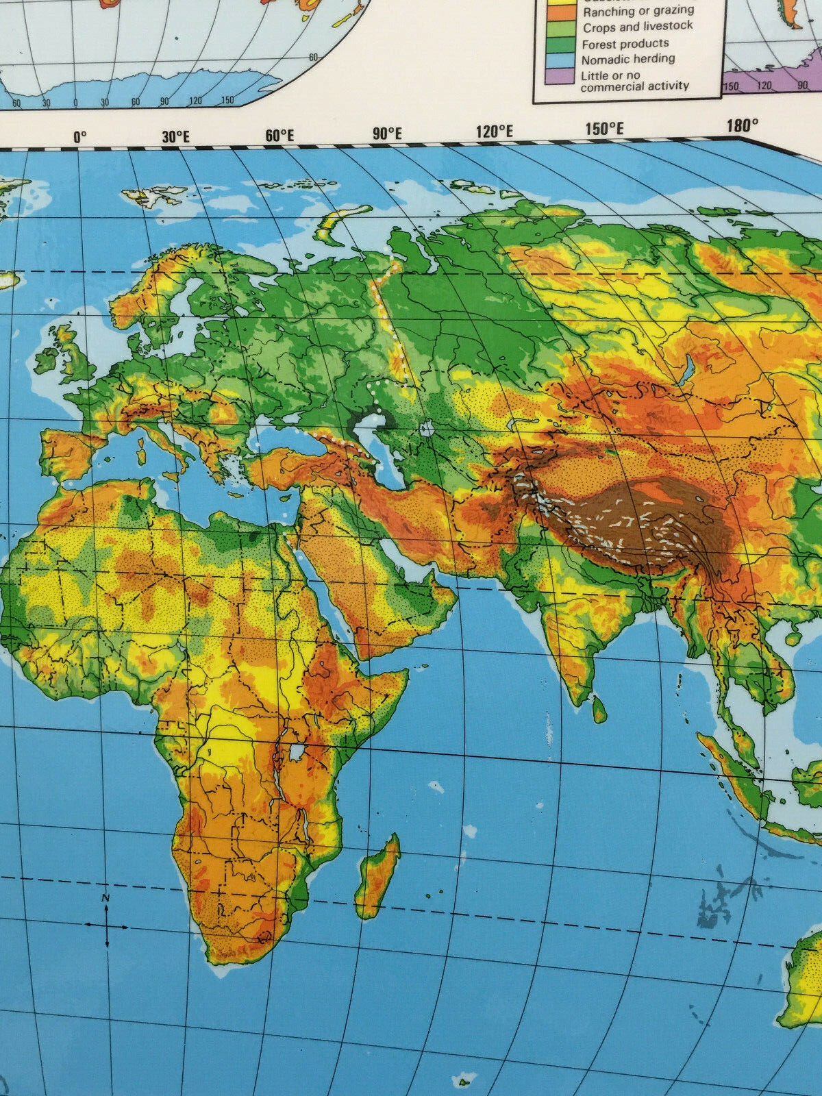 Nystrom Physical Landscape Laminated World Map 2-Sided 22″ X 17.5″ Very Clean