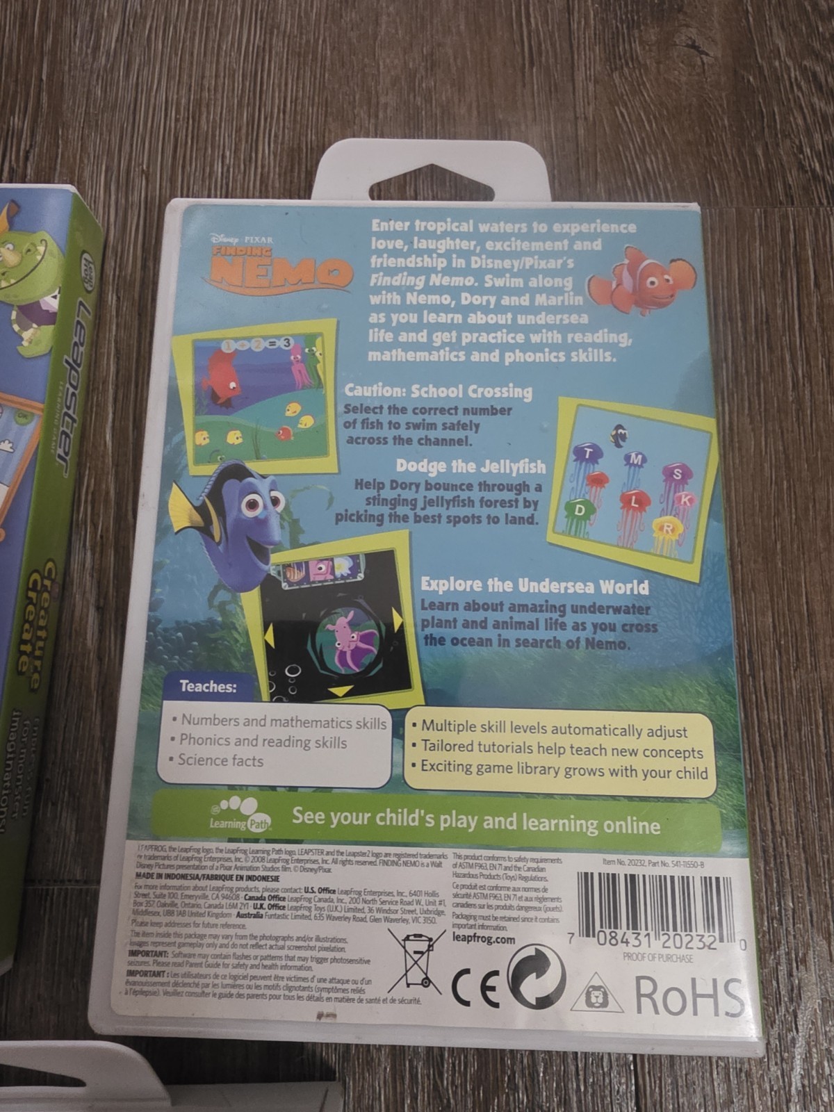 Leapster Games Lot Cars, Creature Create, Finding Nemo Age 4-6 Years Pre K