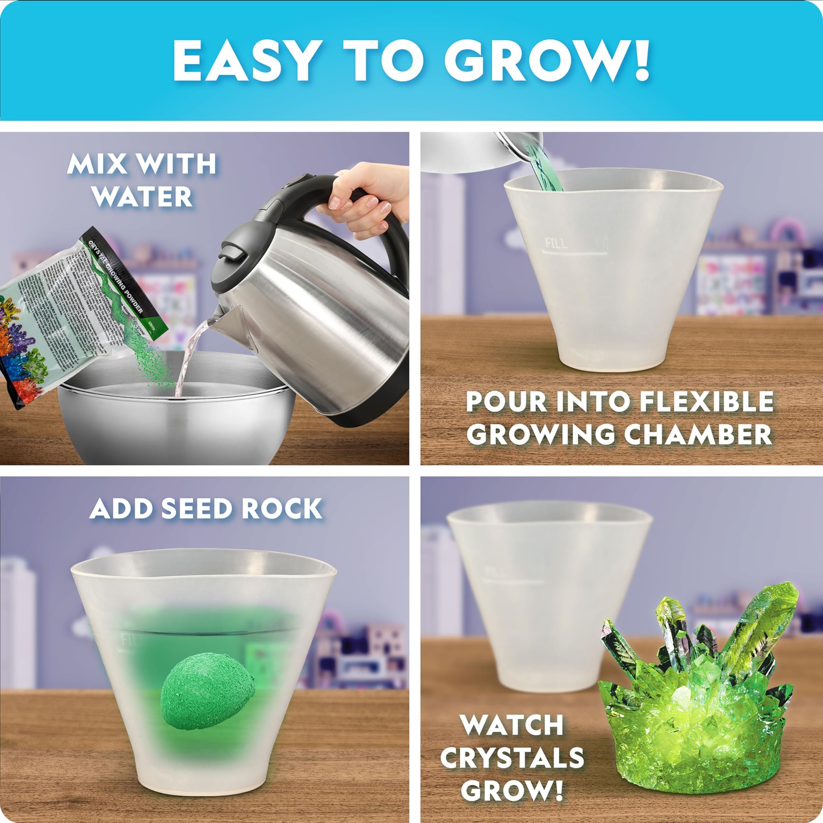 Blue Marble National Geographic Mega Crystal Growing Kit For Kids- Grow 8