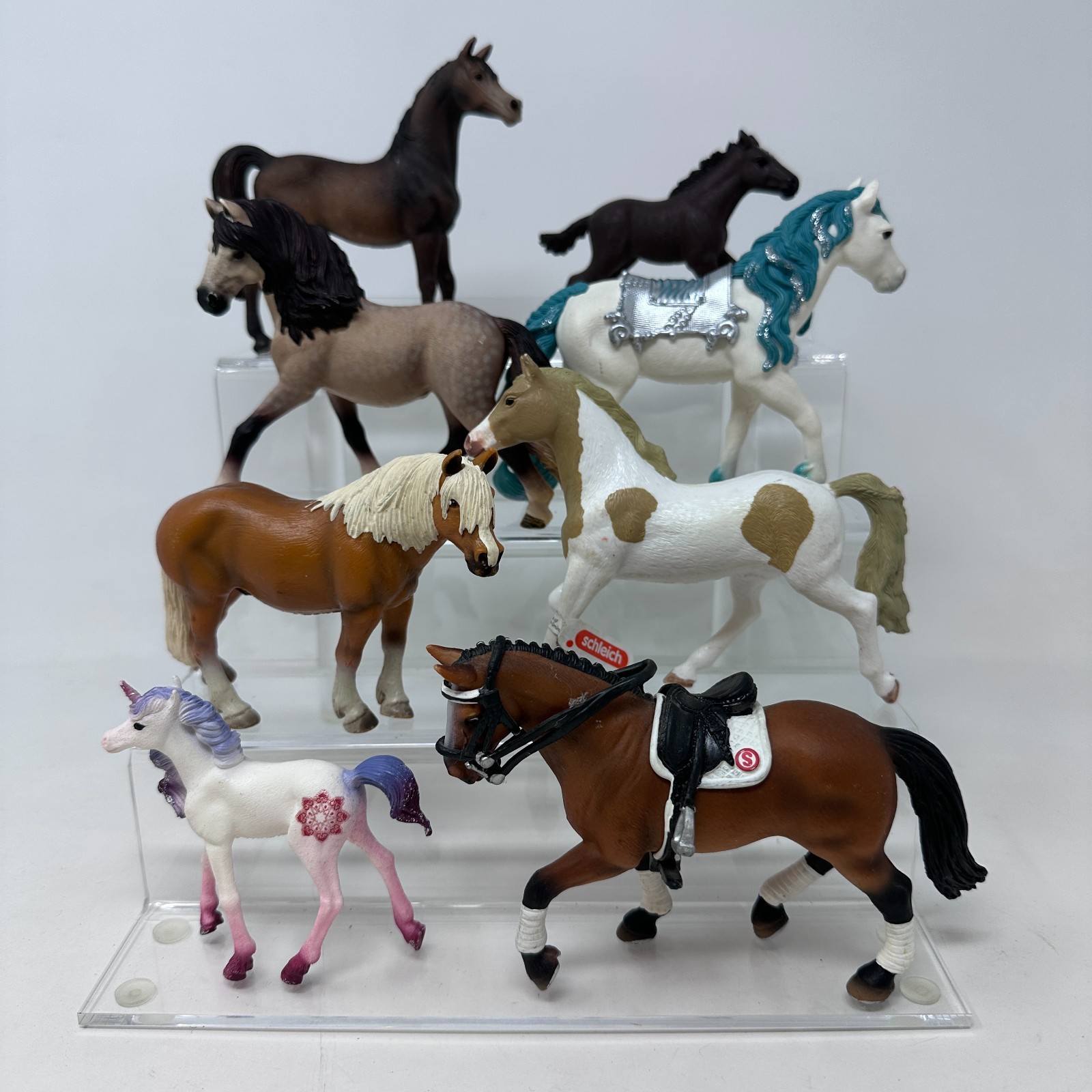 Schleich Horse Figures Lot Unicorn Foal Mare Stallion Pony Figurines Set of 8
