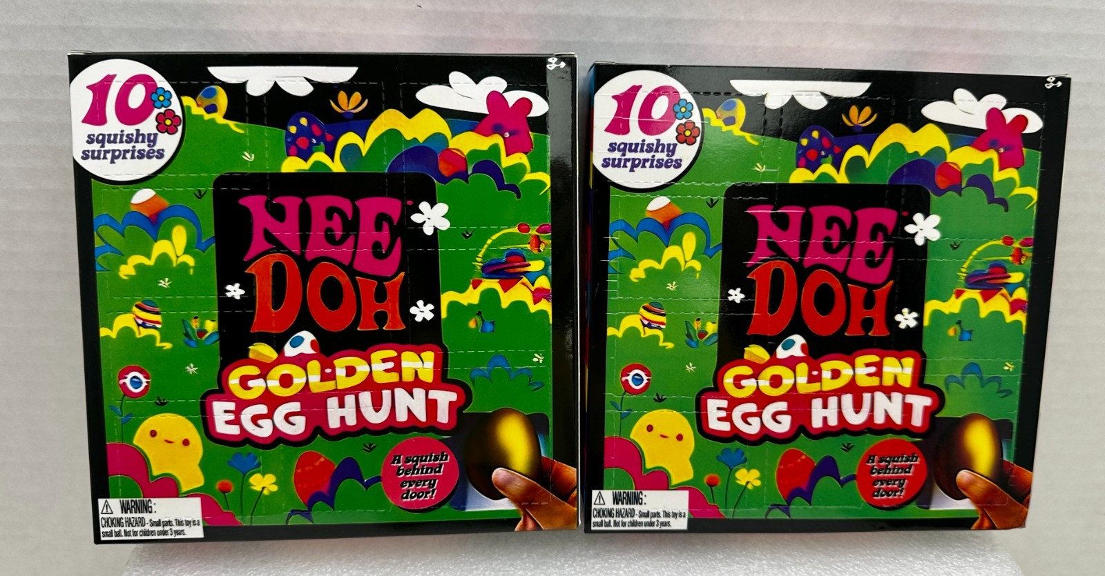 x2 Nee Doh Golden Egg Hunt 10 Squishy Squeezable Surprises
