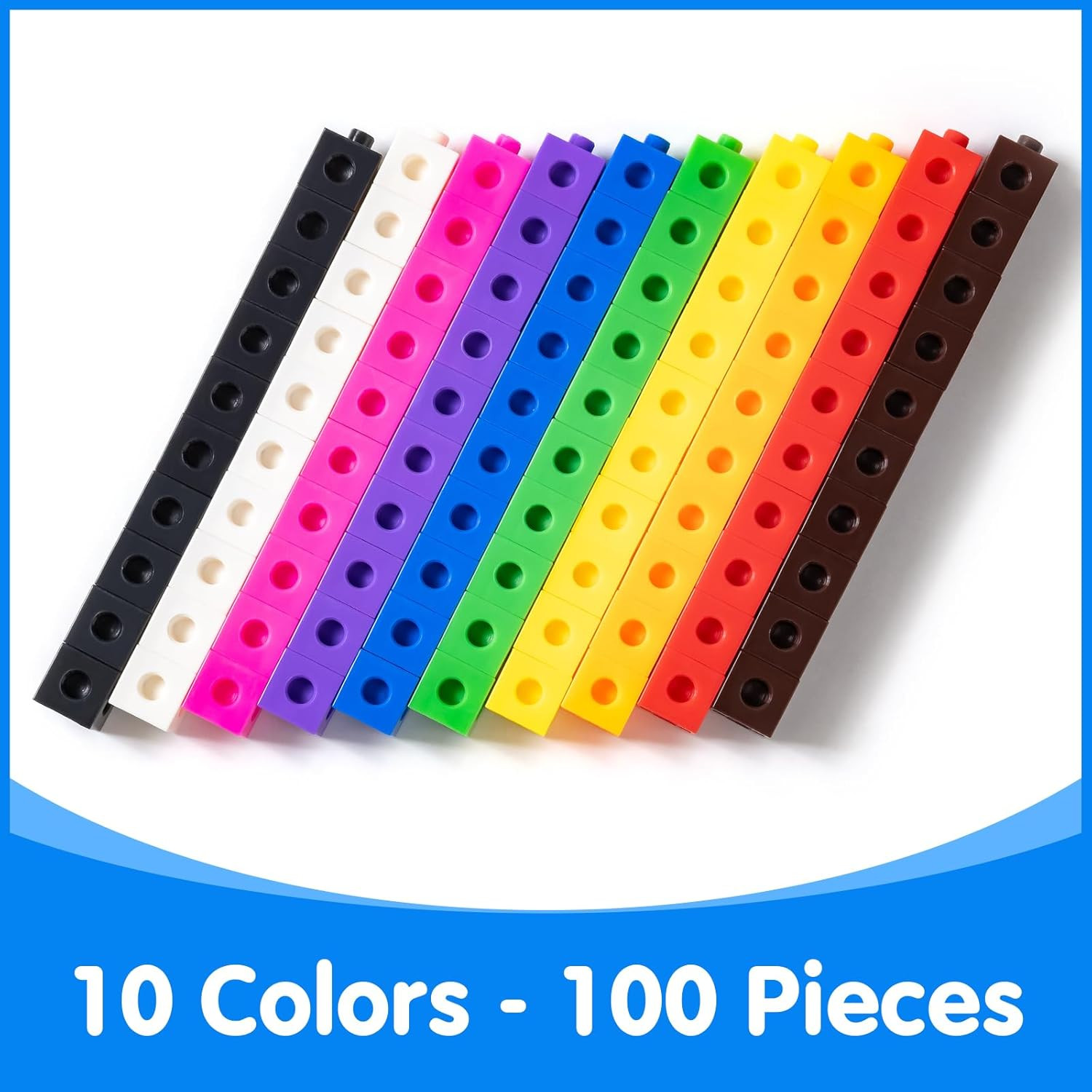 100 Pcs Math Linking Cubes with 384 Cartoon Stickers – Essential Counting Cubes