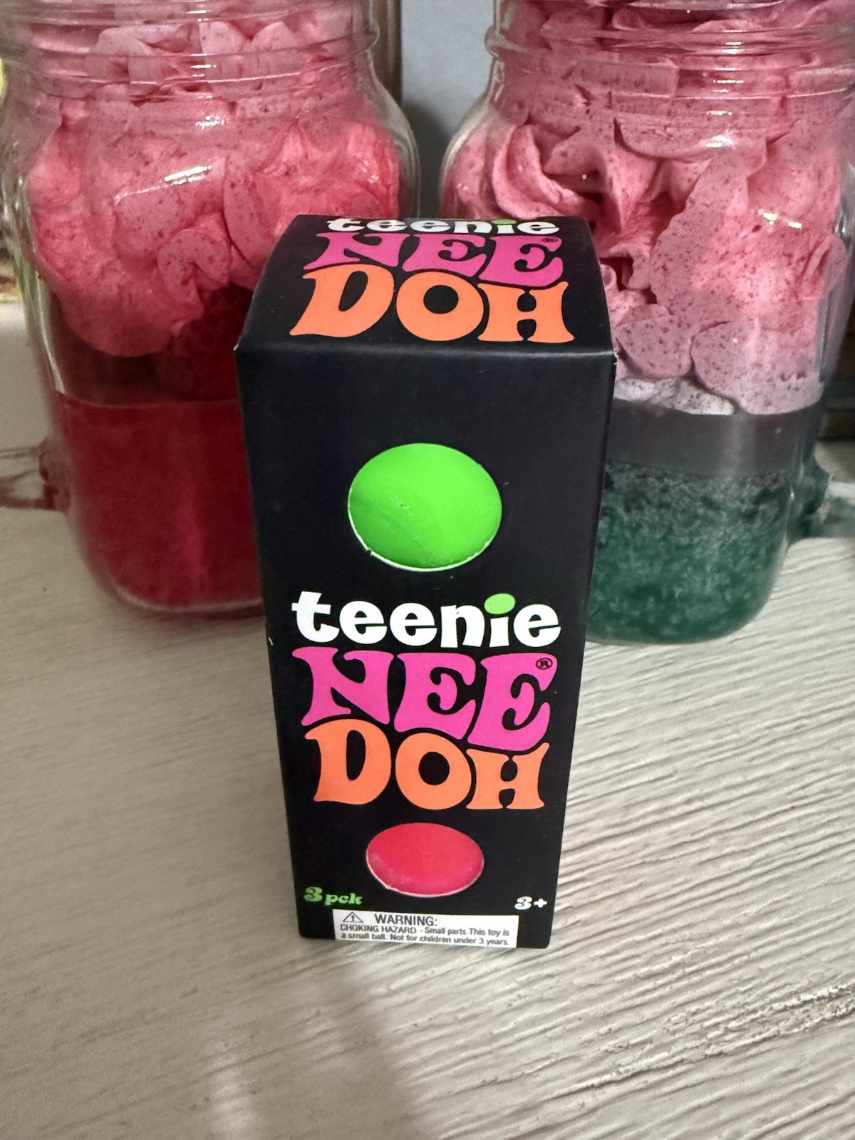 NEW Teenie NeeDoh 3 Pack Squishy Stress Toy Groovy Glob Green Red Pink