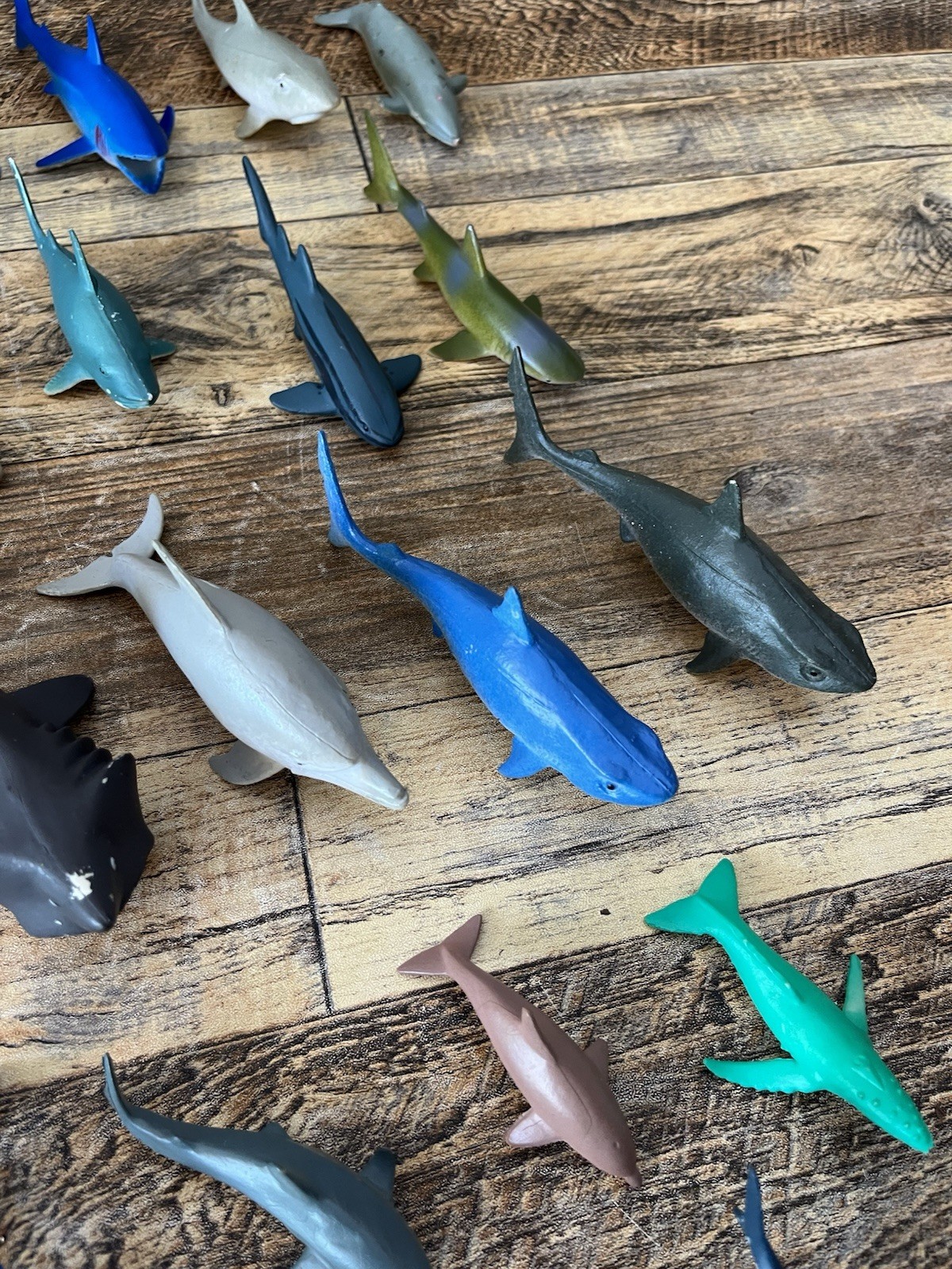 Ocean Animals Plastic Large Lot 60+ Of Sharks Whale Dolphins 10 Inch And Less