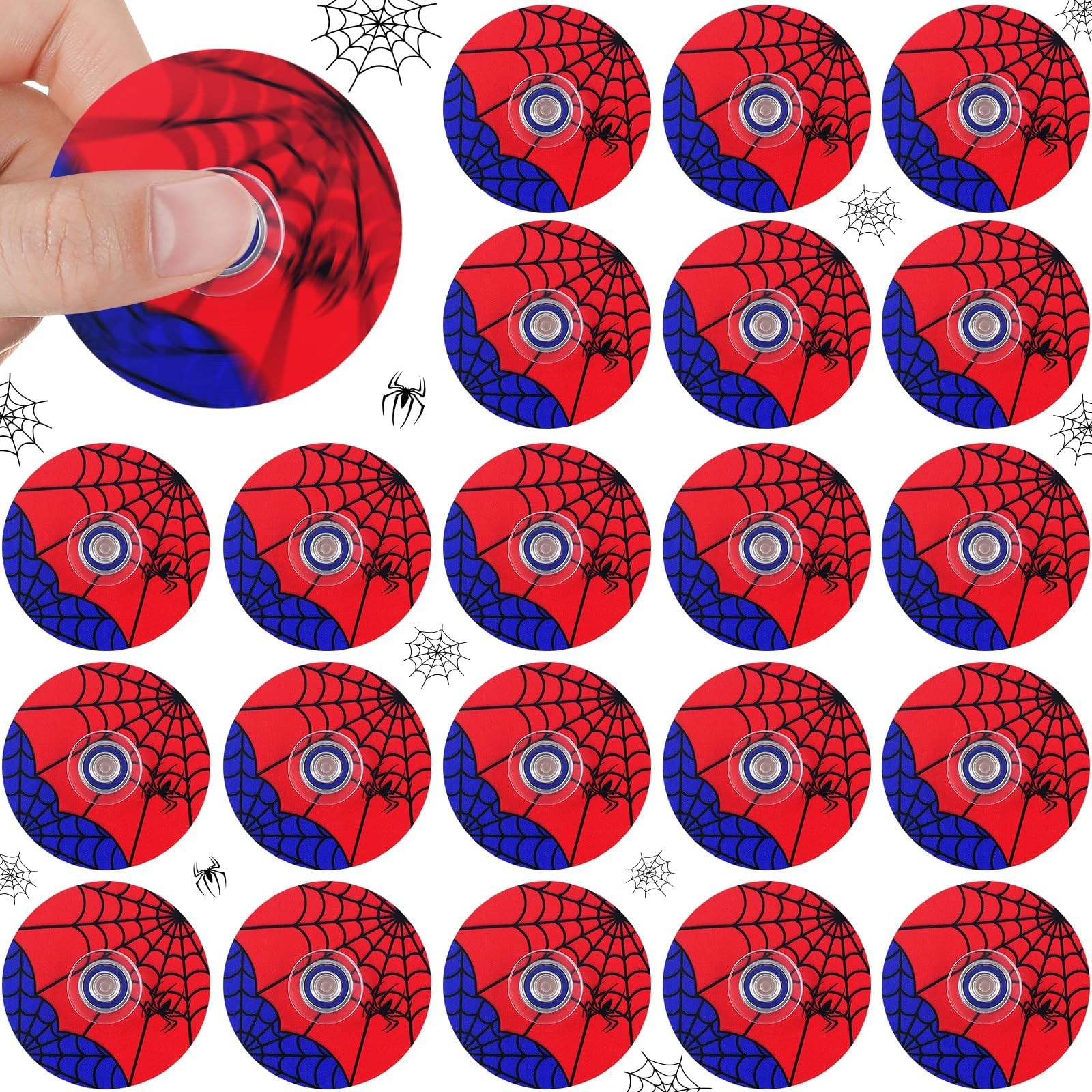 Zsmkjiaye 24Pcs Spider Web Fidget Spinners Red And Blue Spider Web Theme