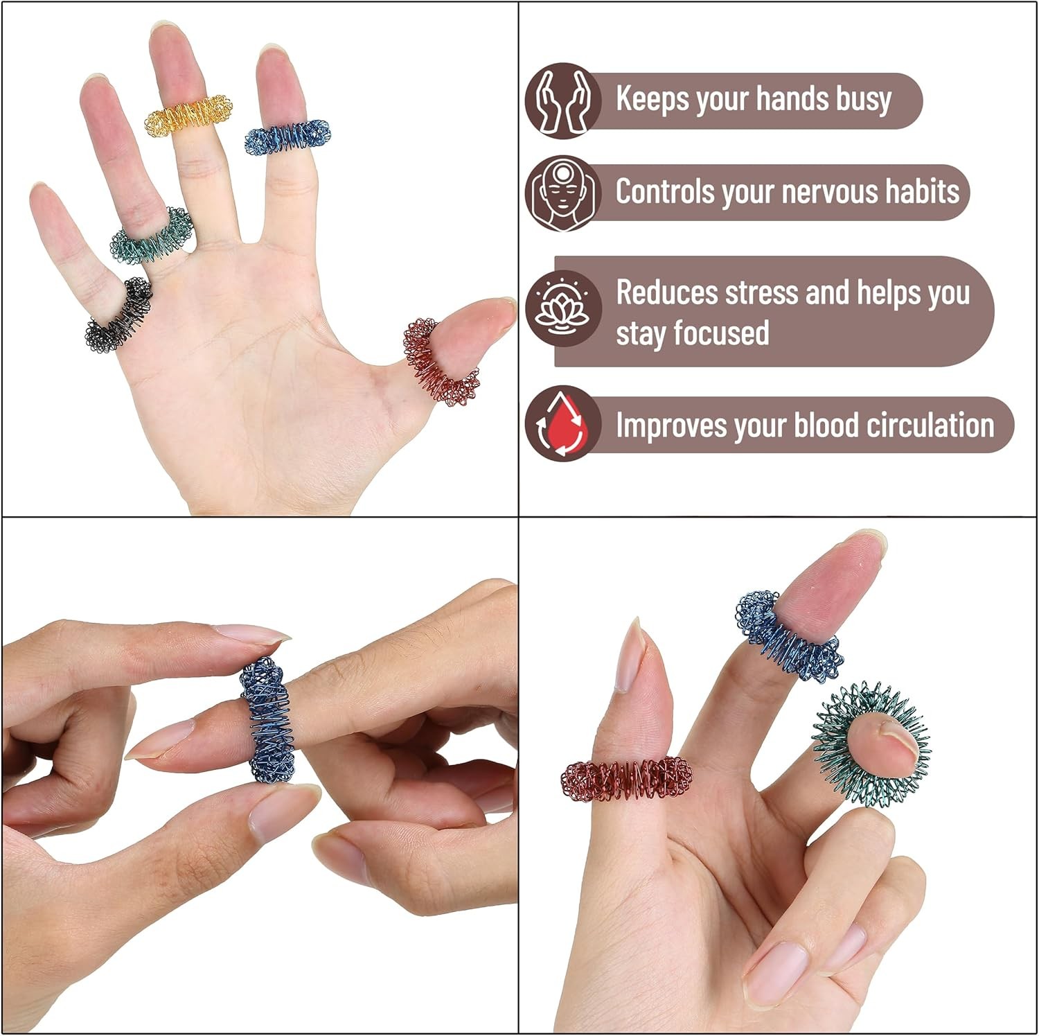 Mr. Pen Spiky Sensory Rings 10 Pack Stress Relief Fidget Ring for Anxiety