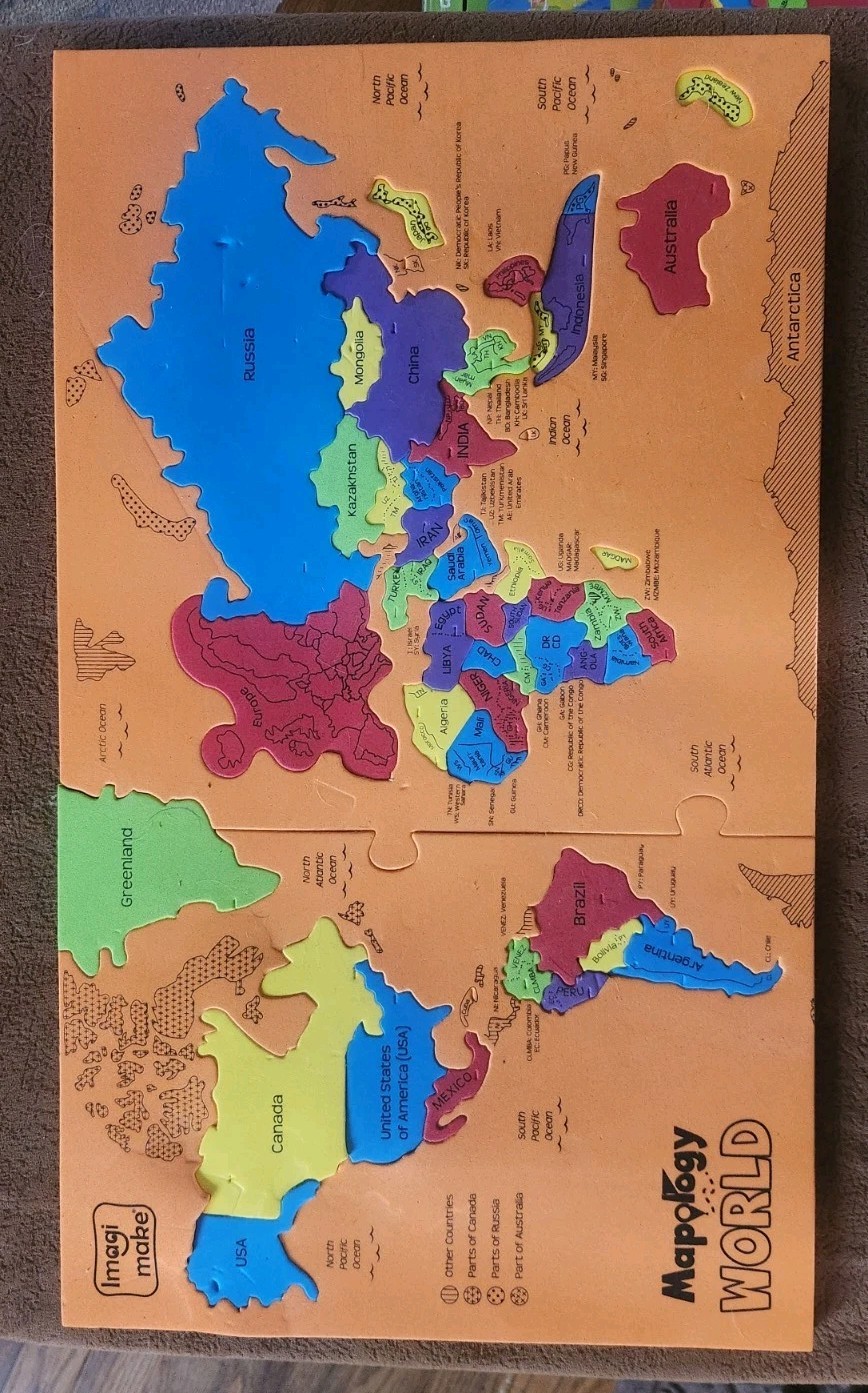 Mapology World Map Puzzle – Includes Country Flags & World capitals FREE SHIP