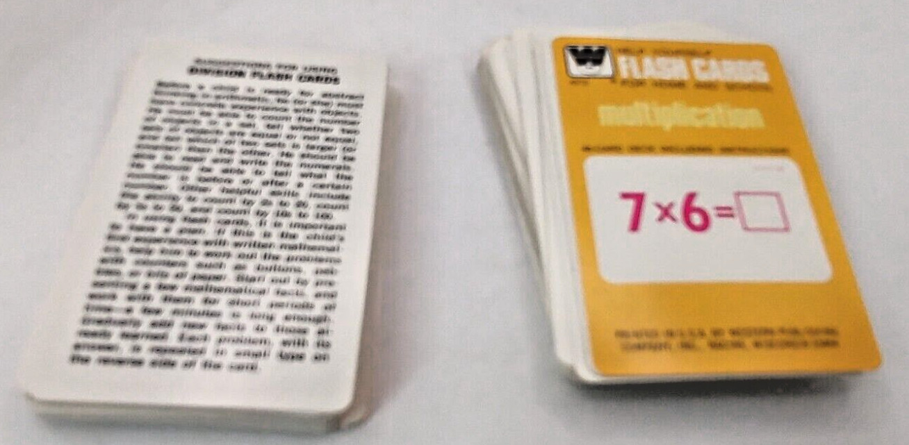 Vtg Whitman Flash Cards Multiplication Division Complete Plastic Cases Lot of 2