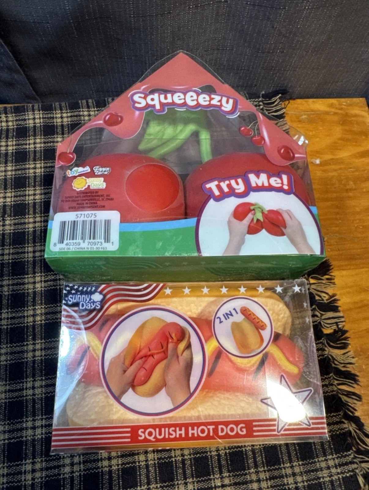 Sunny Days Squishy Toy Cherries & Hot Dog Squeeze Toys