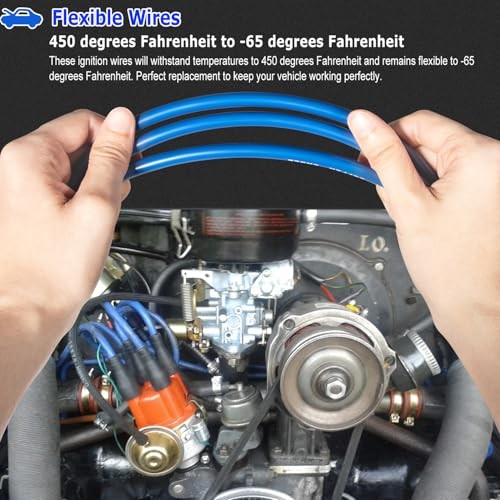 7mm Blue Silicone Ignition Plug Wires Set, 00-9407-0 Spark Plug Wire Set for VW