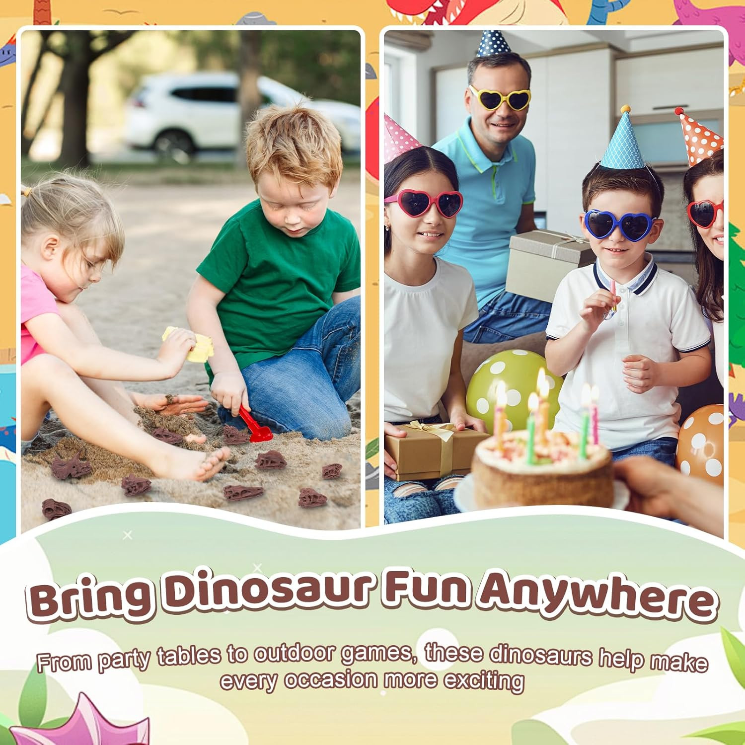 24-Piece Dinosaur Bone for Sandbox, Realistic Dinosaur Figure Plastic Dino Skull