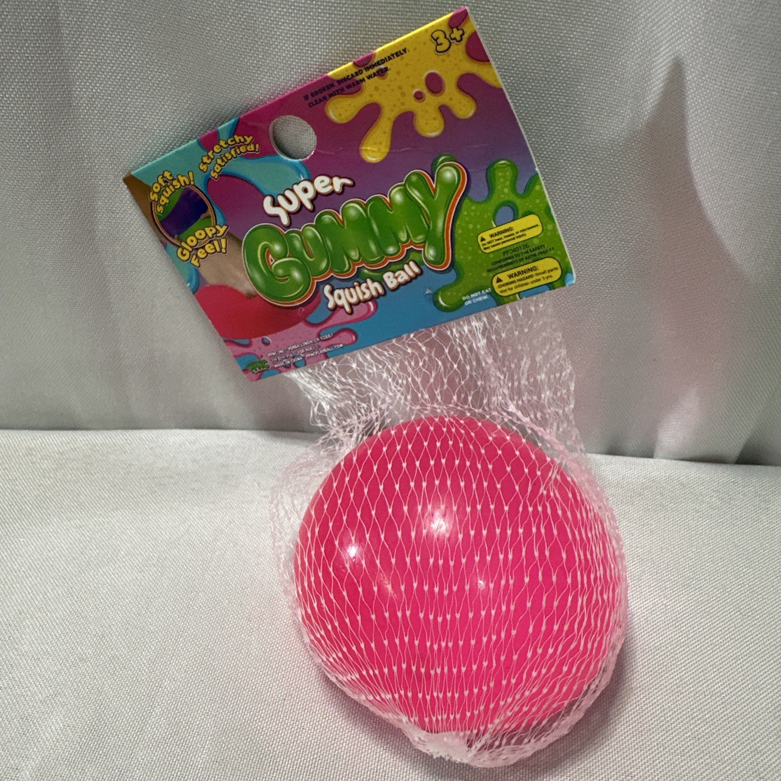 Set Of 3 Super Gummy Squish Ball 2.75″ Pink, Blue & Green – NEW