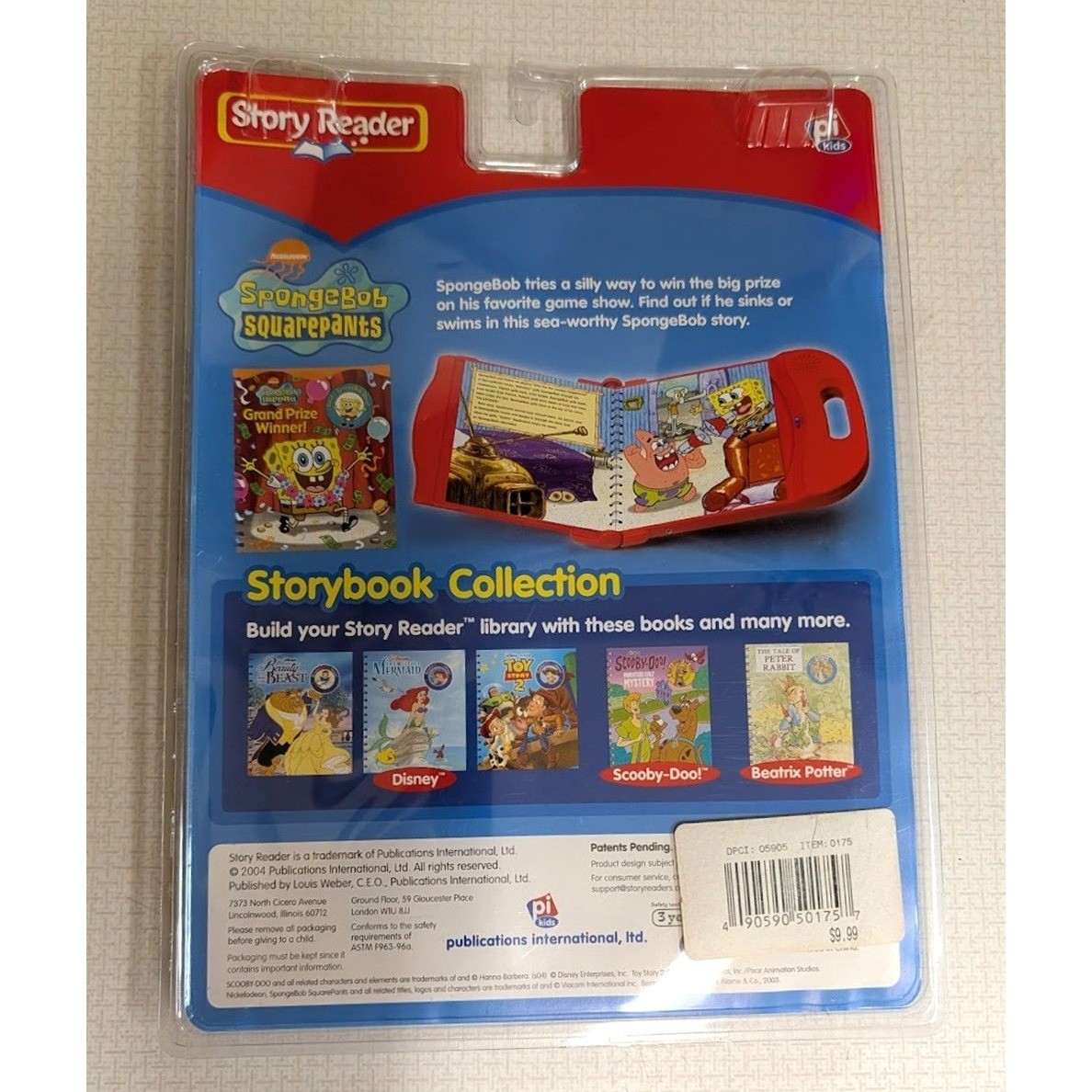 Story Reader Storybook SpongeBob Squarepants Grand Prize Winner 2004 PI Kids NIP