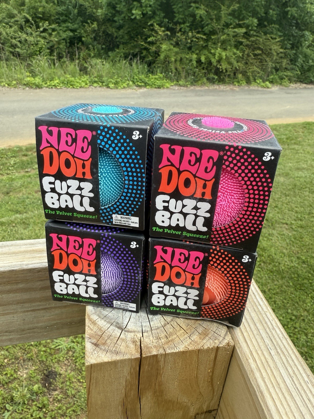 LOT OF 4: Needoh FUZZ BALL Flower Power The Velvet Squeeze Fuzzball NEW