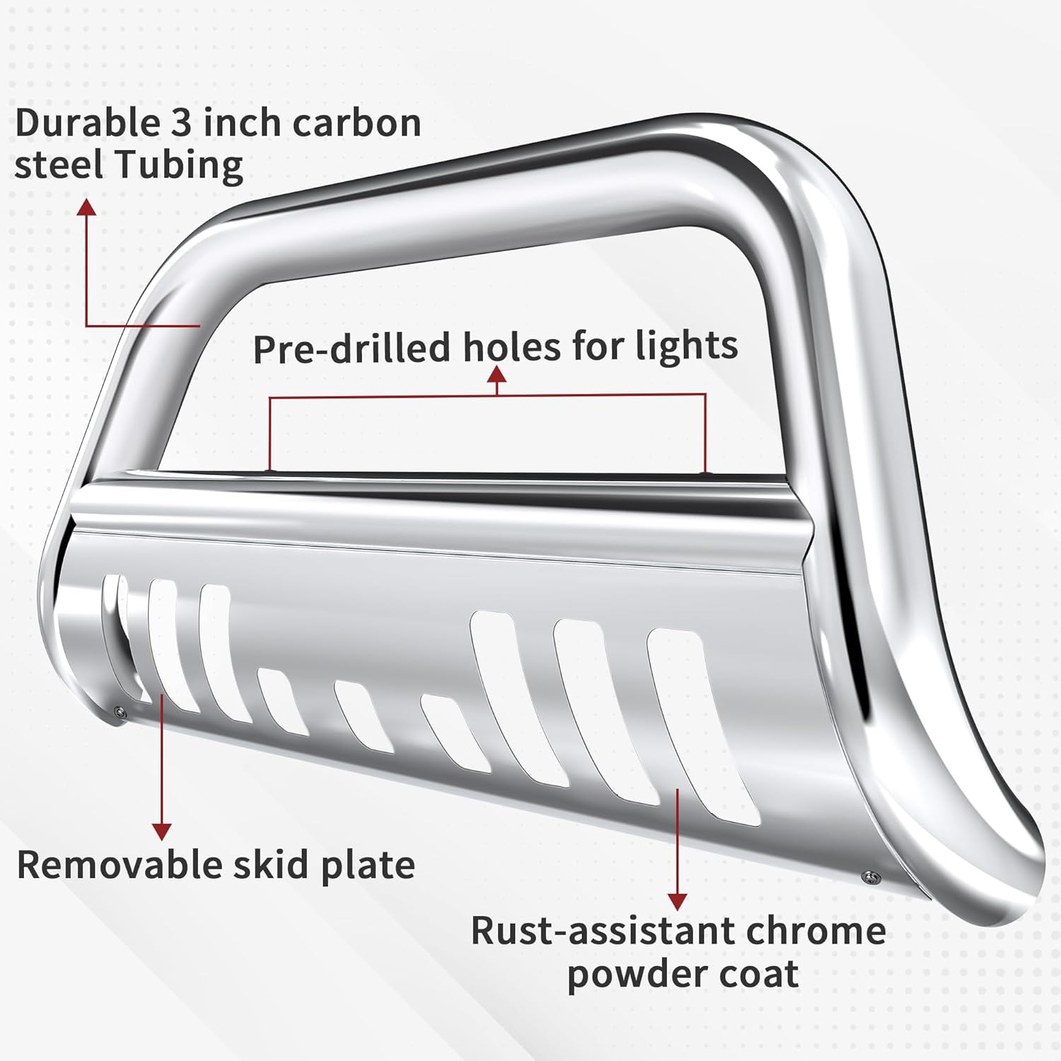 Bull Bar Compatible for 2004-2024 Ford F150/2003-2014 Navigator Chrome Push Fron