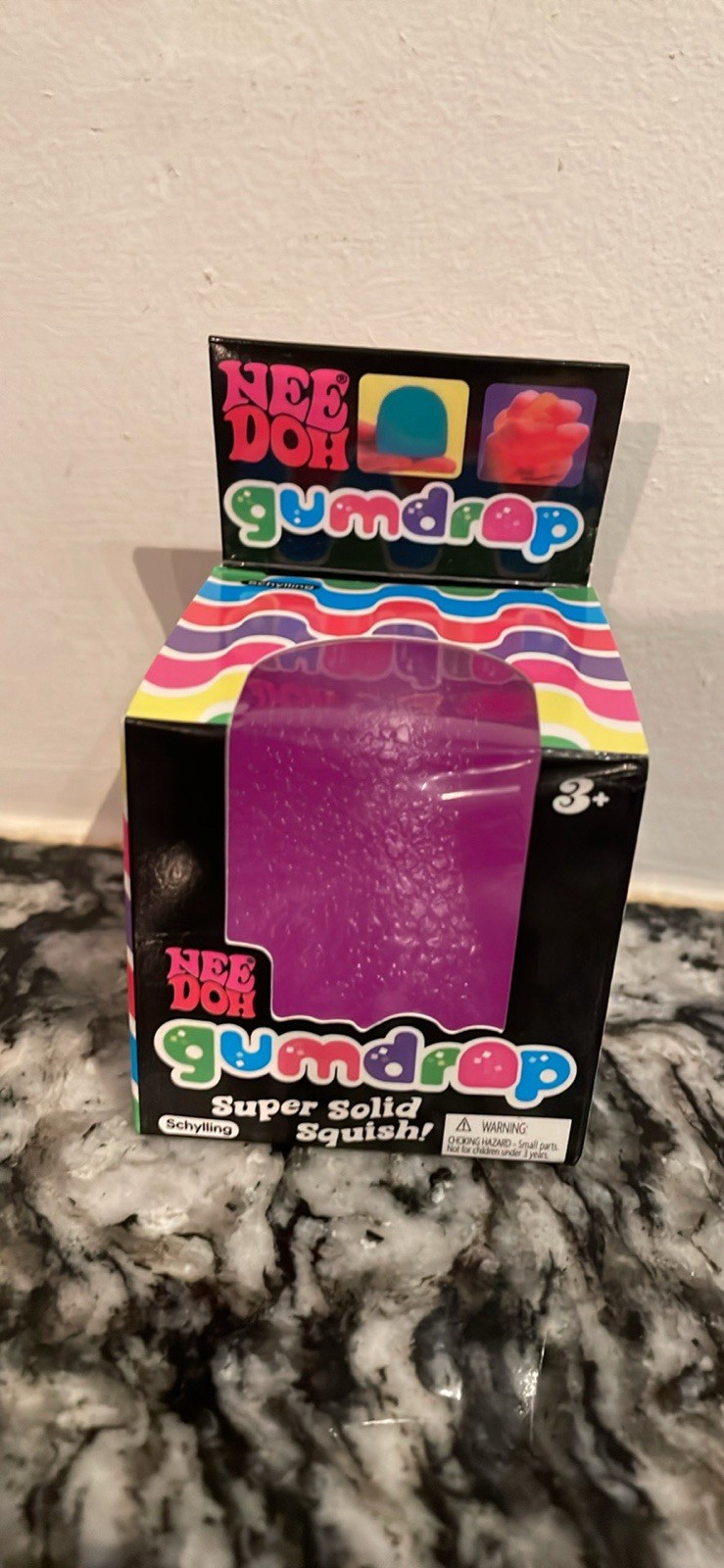 Schylling Nee Doh Gumdrop Super Solid Squish Squeeze Toy, Purple/Pink/Blue, 3+
