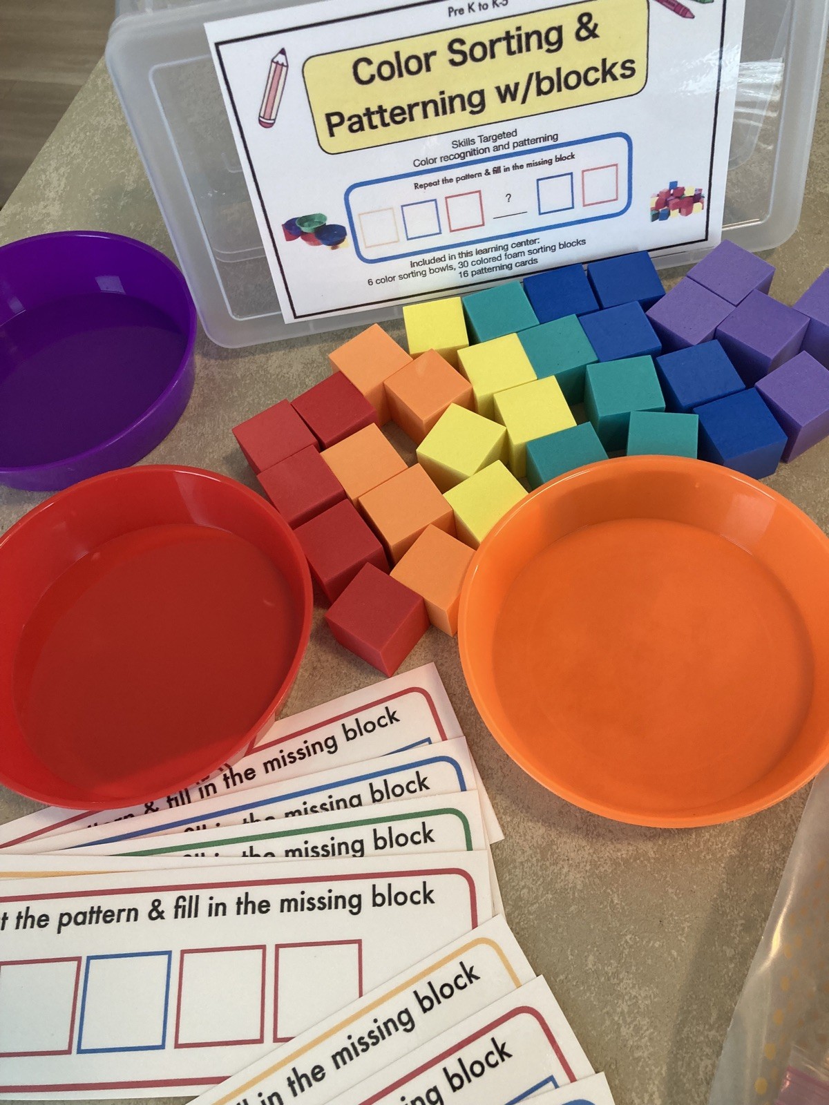 Color Sorting & Shapes Sorting Patterning w/Lakeshore Learning Bag * 2 sets