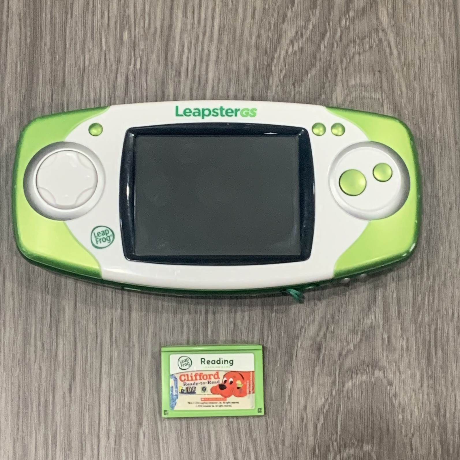 LeapFrog Leapster GS Explorer Green Handheld NO Stylus + Clifford Game – Tested