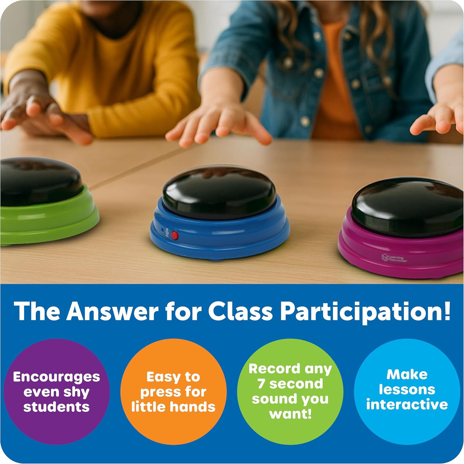 Recordable Answer Buzzers – Set of 4, Ages 3+ | Pre-K Personalized Sound Buzzers