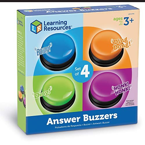 Answer Buzzers, Set of 4 Assorted Colored Buzzers, Game Show Buzzers, 3