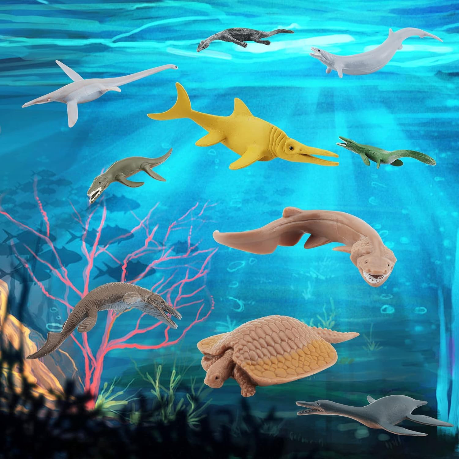 Mini Prehistoric Sea Creatures Toys Ancient Dinosaur Toy Set 2-4 Inch Marine