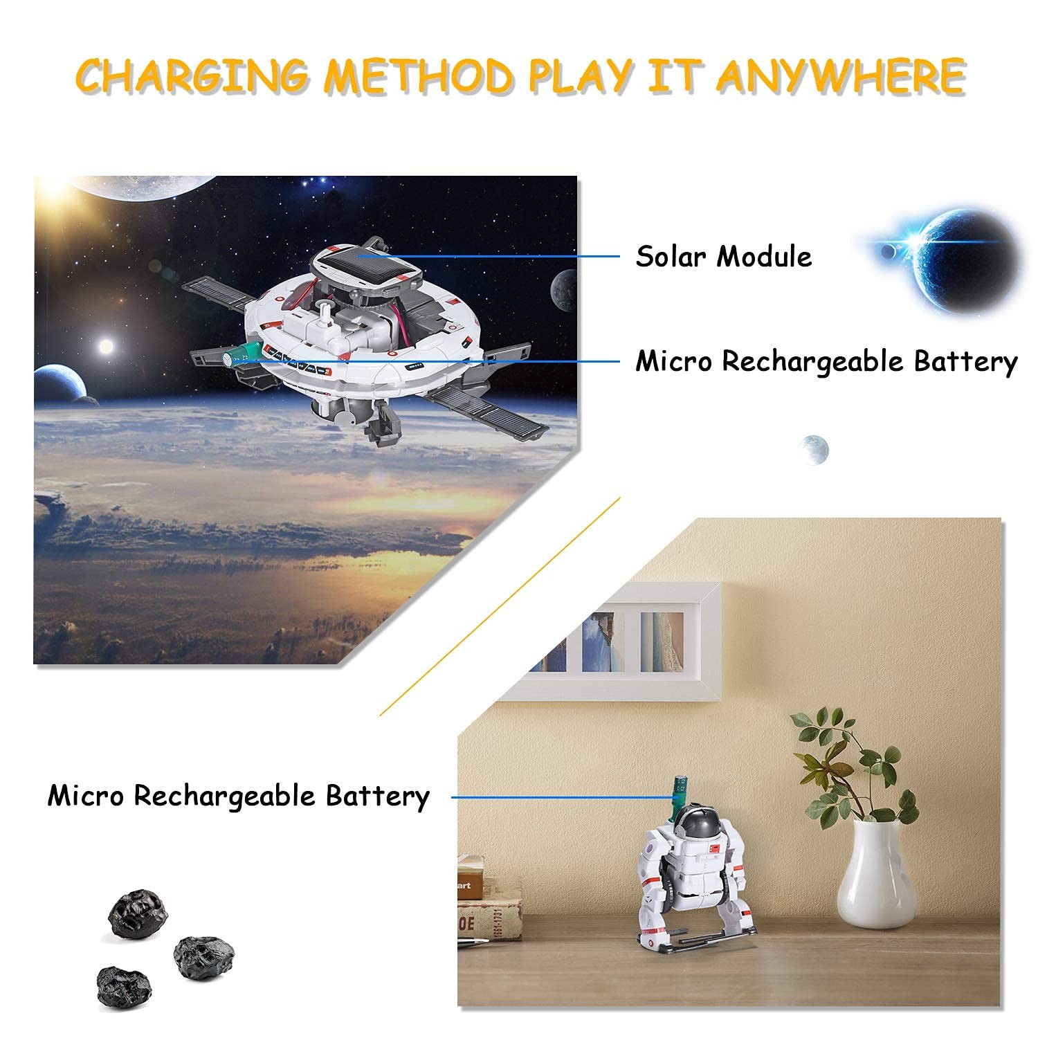 AESGOGO STEM Projects for Kids Ages 8-12, Solar Robot Toys Small, White