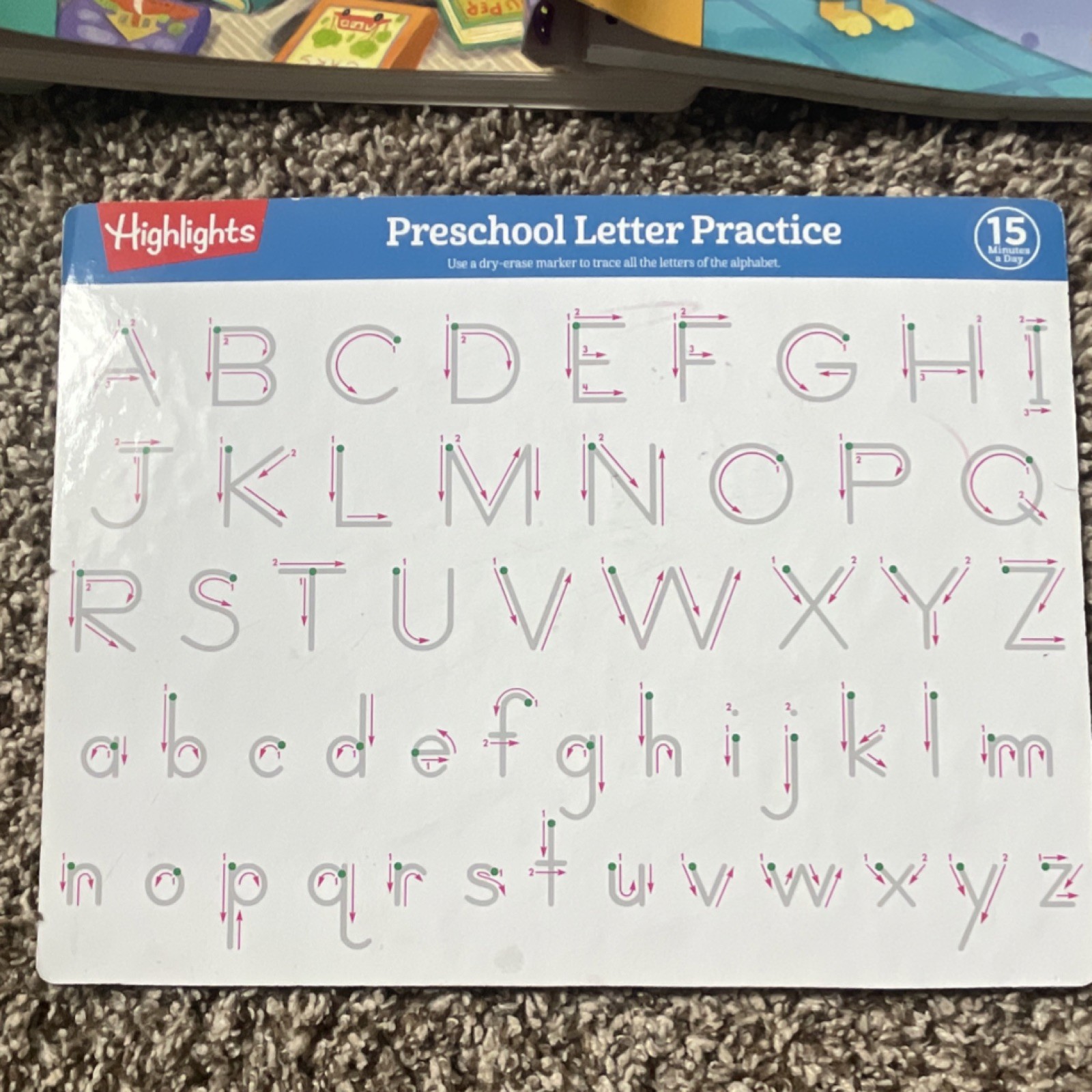 Highlights Write-On Wipe-Off Preschool Activity Books Alphabet/Letters 3-5 yrs