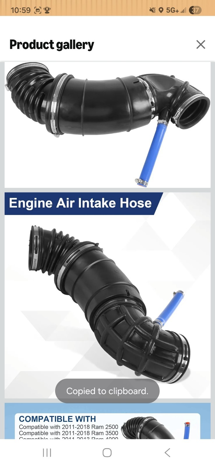 DICMIC 696-207 53032944AC Engine Air Intake Hose Compatible with Dodge Ram 20…