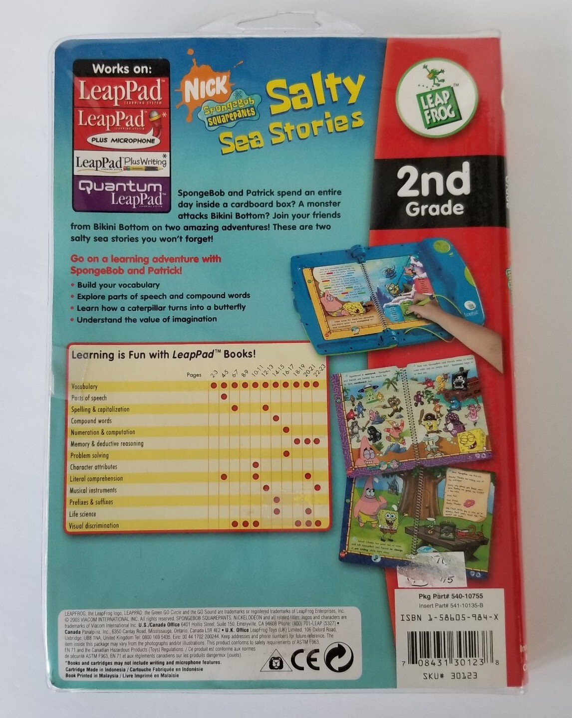 LeapFrog LeapPad Spongebob Squarepants Salty Sea Stories Storybook & Cartridge