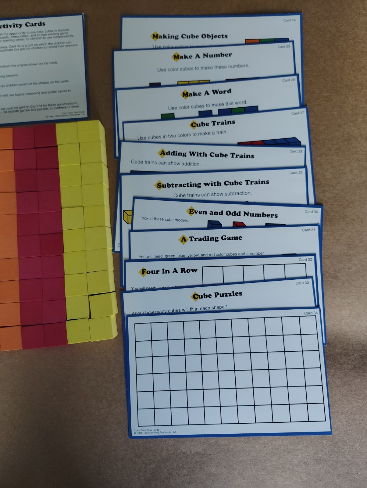Learning Resources Color Cube Activity Task Cards 102 FOAM Quiet Shape Cubes