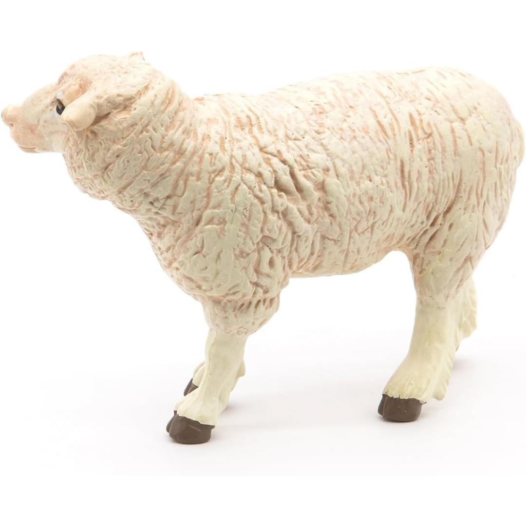 Sheep Figurine – Hand Painted Collectible Ewe Farm Animal Toy Figure – NEW Papo