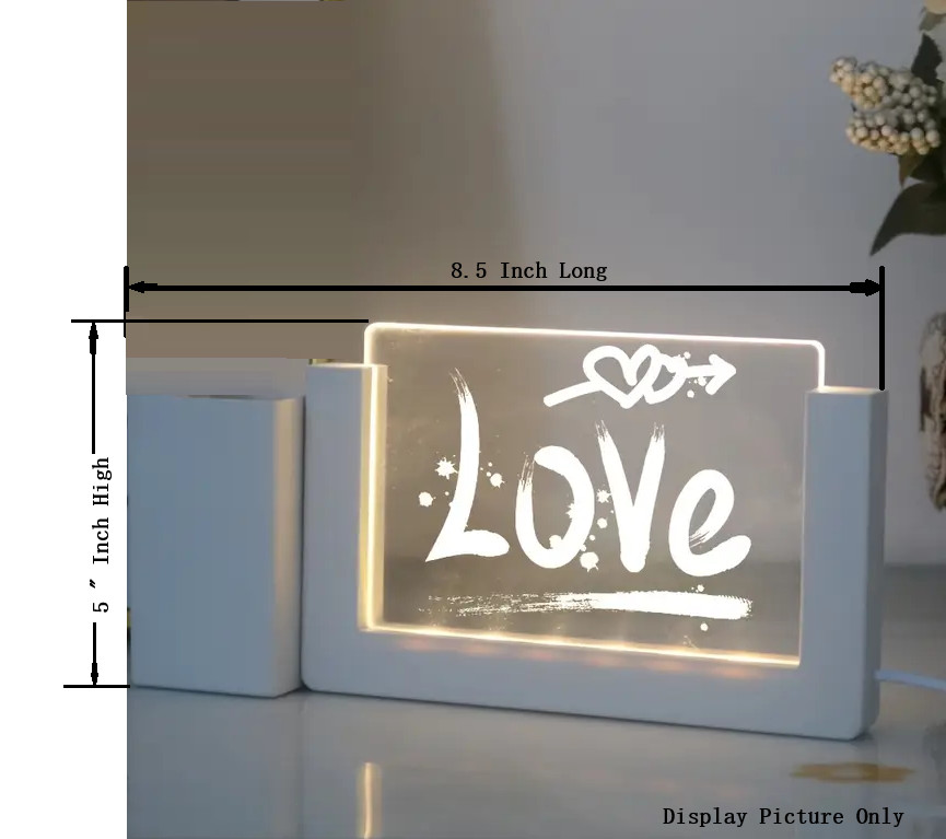 Gift for Kids LED 3D Erasable Writing CLEAR BOARD W/ USB-powered LED Night light