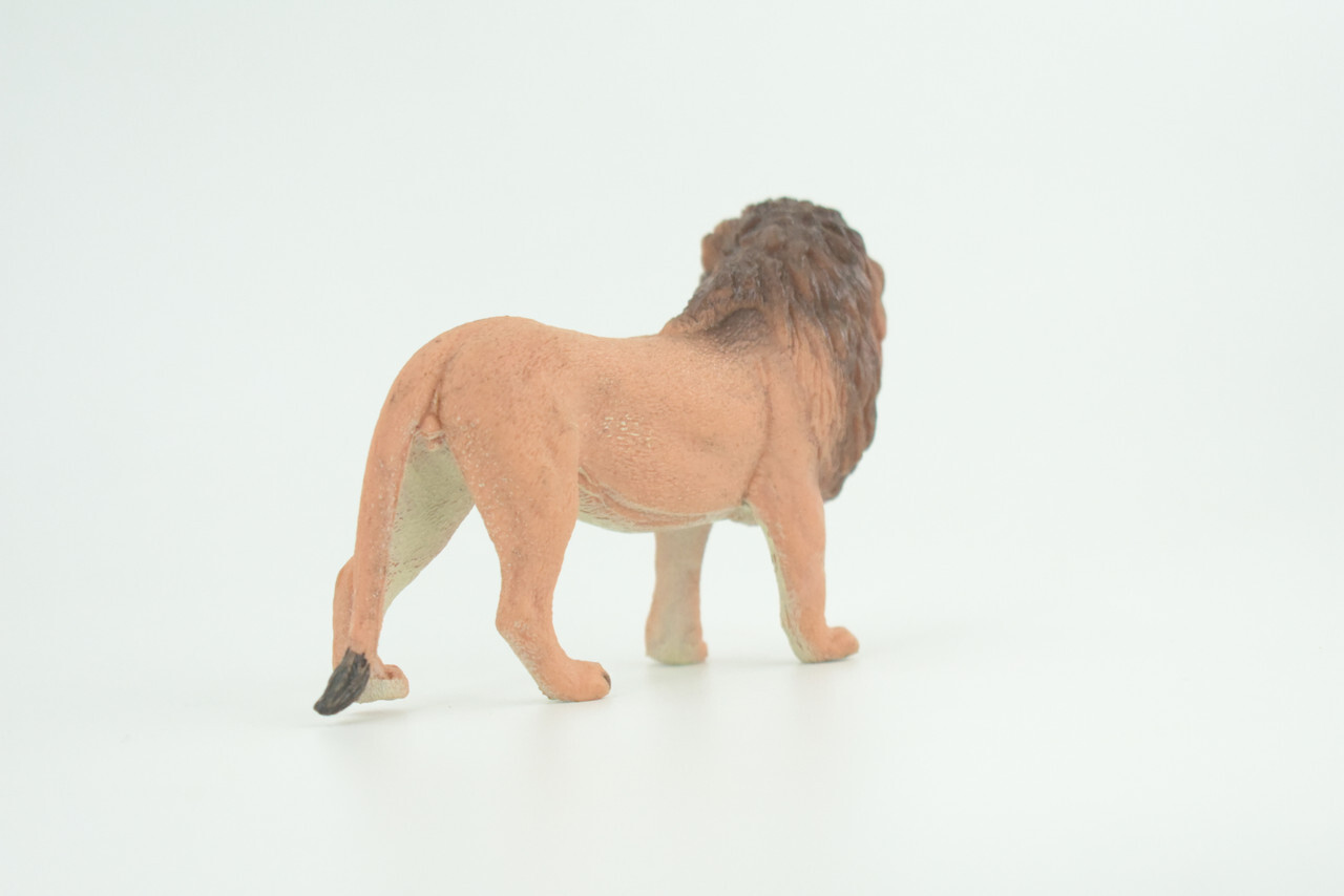 African Male Lion Toy, Realistic Hand Painted Rubber Model 4 Inches CH782 BB182