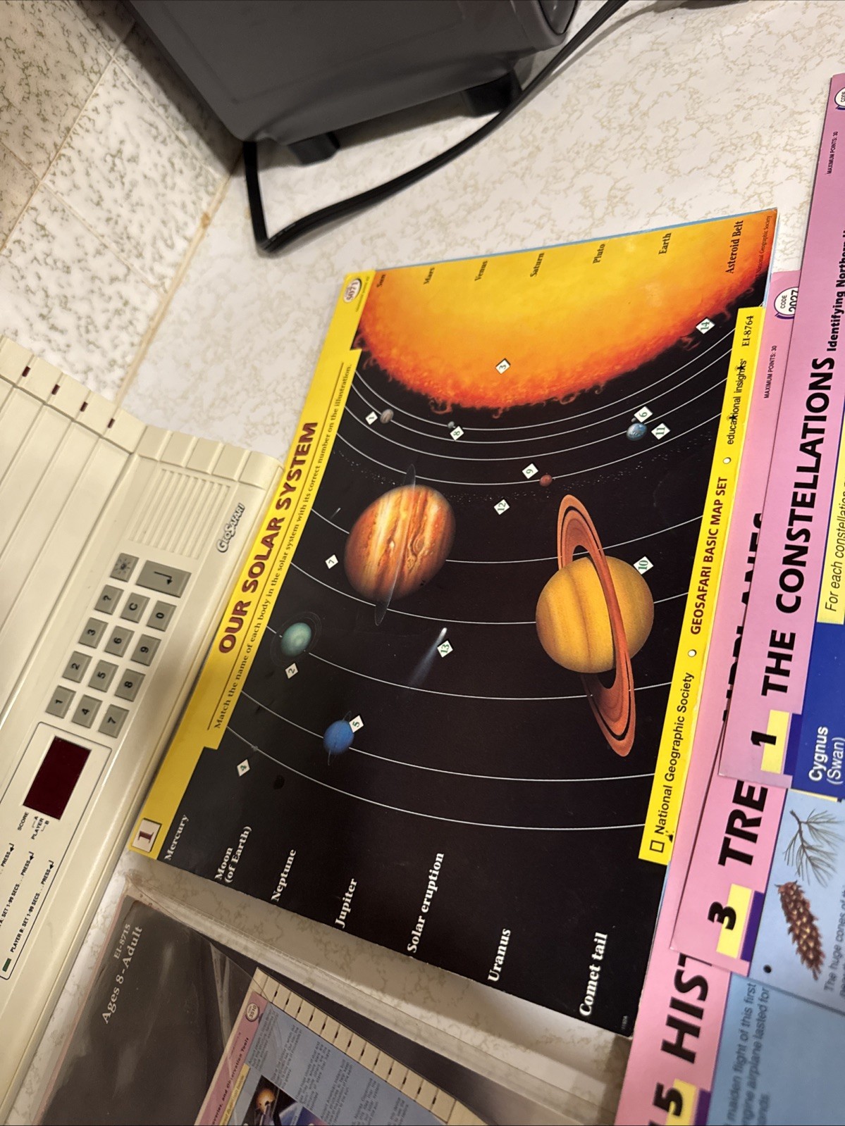 GeoSafari Electronic Learning Game EI-8800 Tested Works 3 Sets 60 Cards